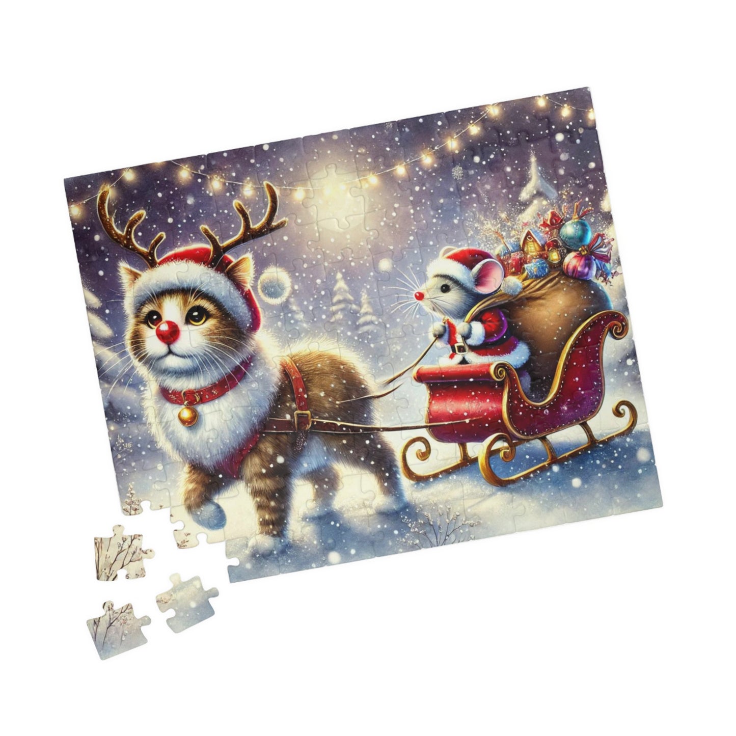 Mouse Santa - Cat Reindeer - Christmas Puzzle (110, 252, 520 -piece)   