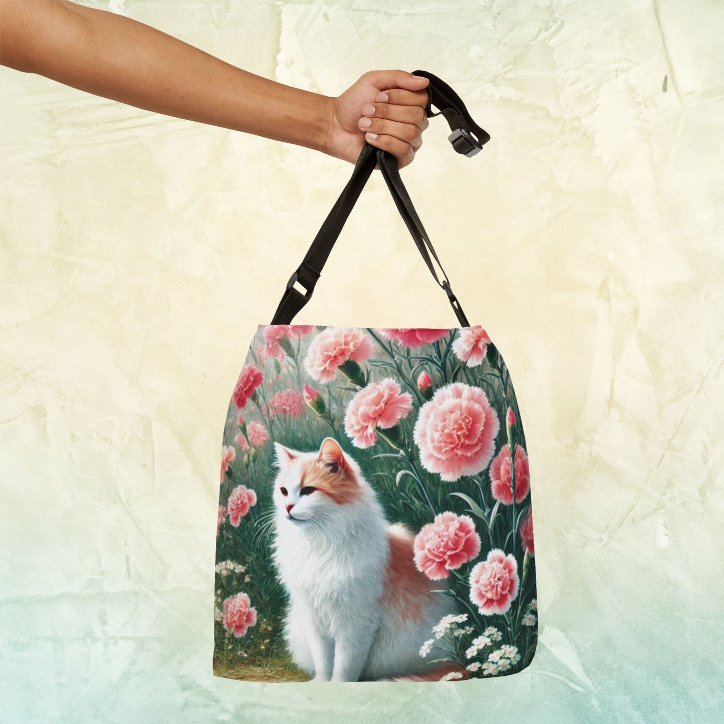 January Birth Flower - Cat Lover - Adjustable Strap Tote Bag   