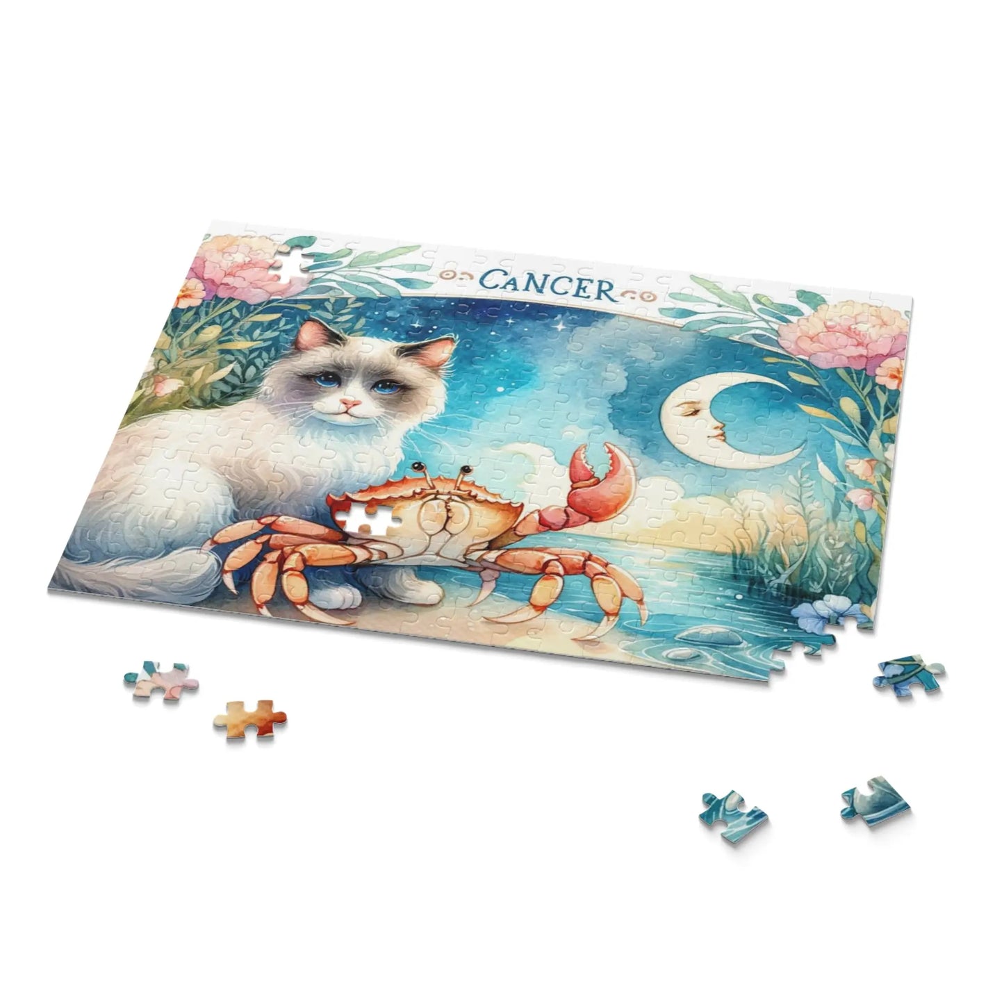 Cancer Zodiac Birthday Puzzle - Cat Lover Gift 120, 252, or 500 -piece options - Montecore PawPrints