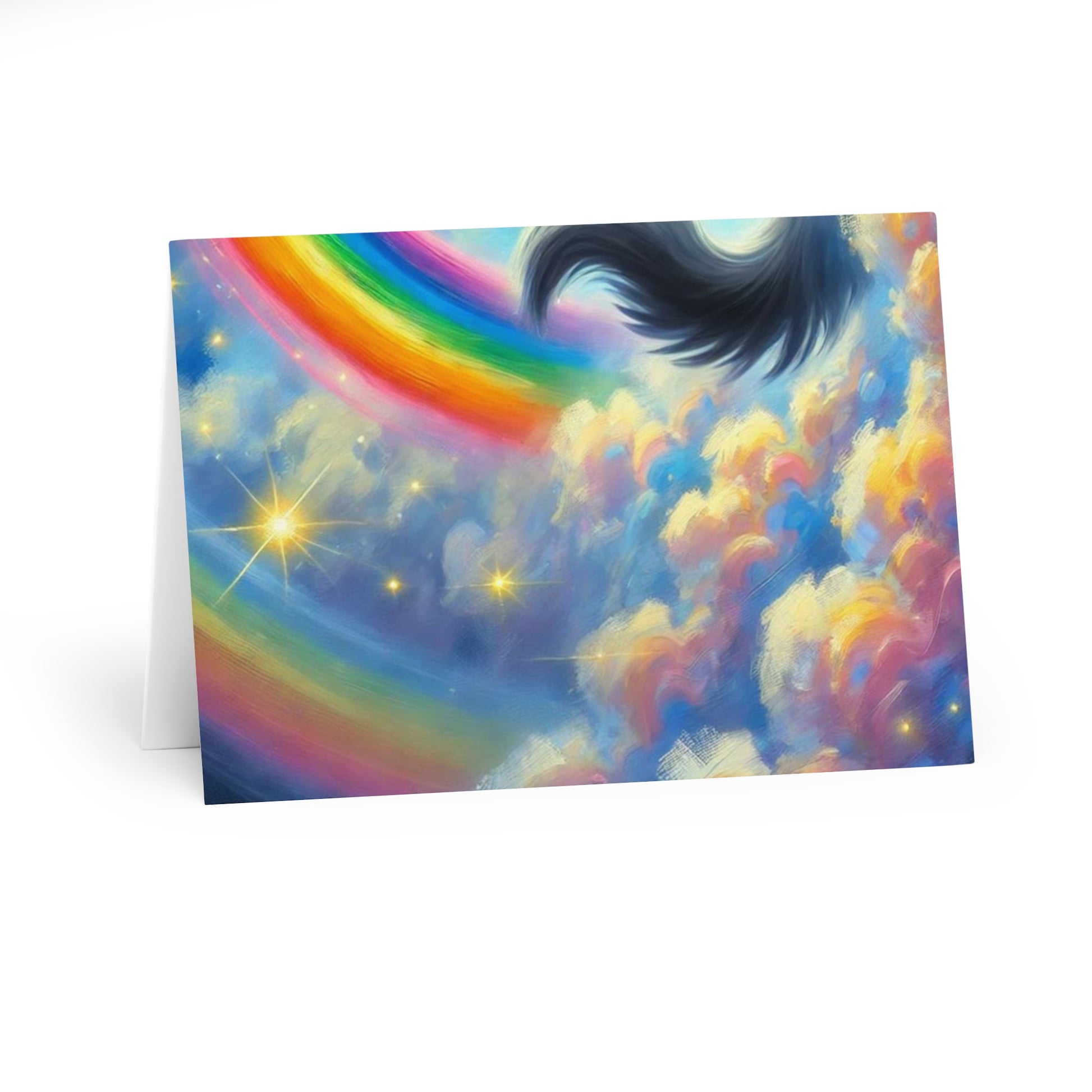 Caticorn in the Clouds - Cat Unicorn Rainbows- Blank Greeting Cards (5 Pack)   