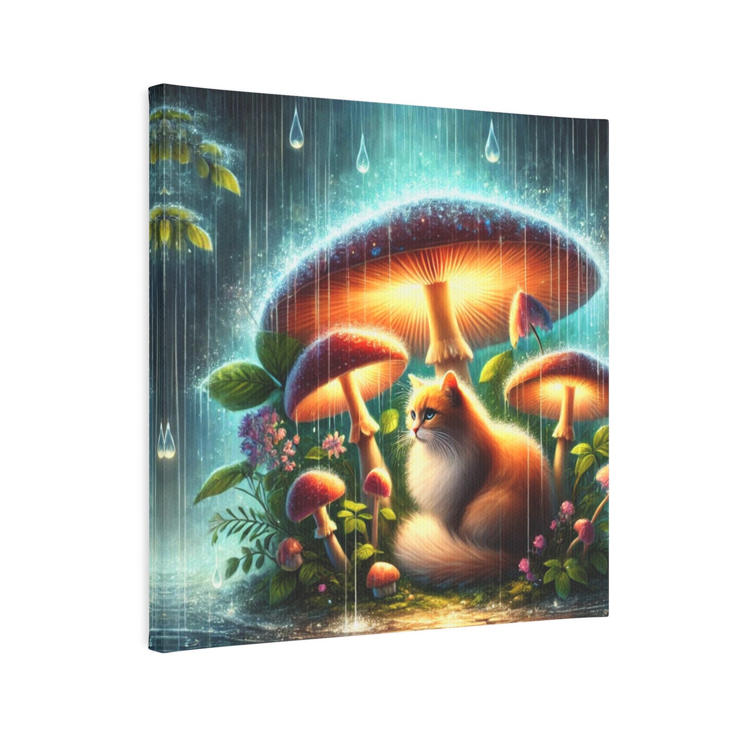 Mushroom Magic - Cat Lover - Wall Art Decor 8x8   