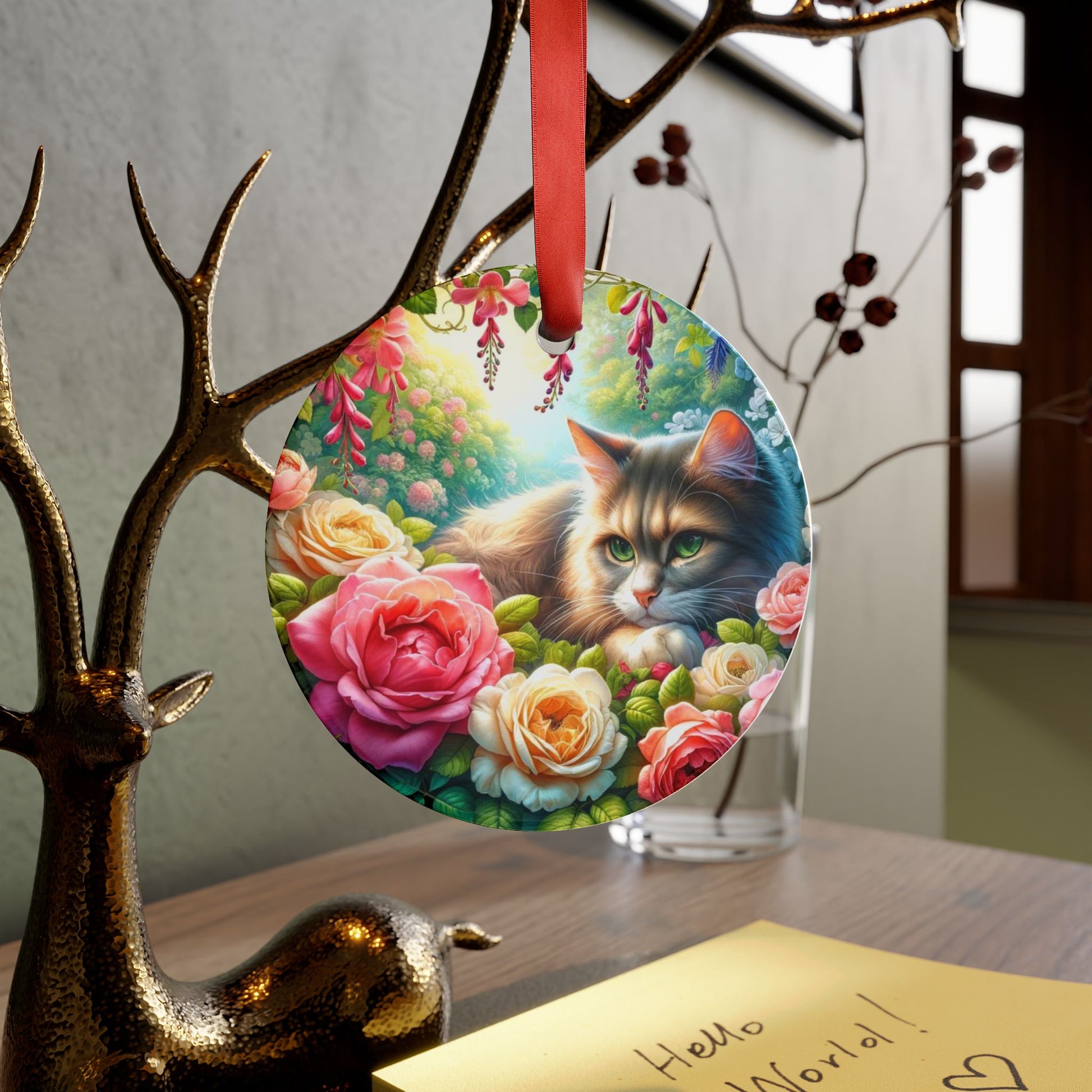 June Birth Flower - Cat Lover - Ornament   