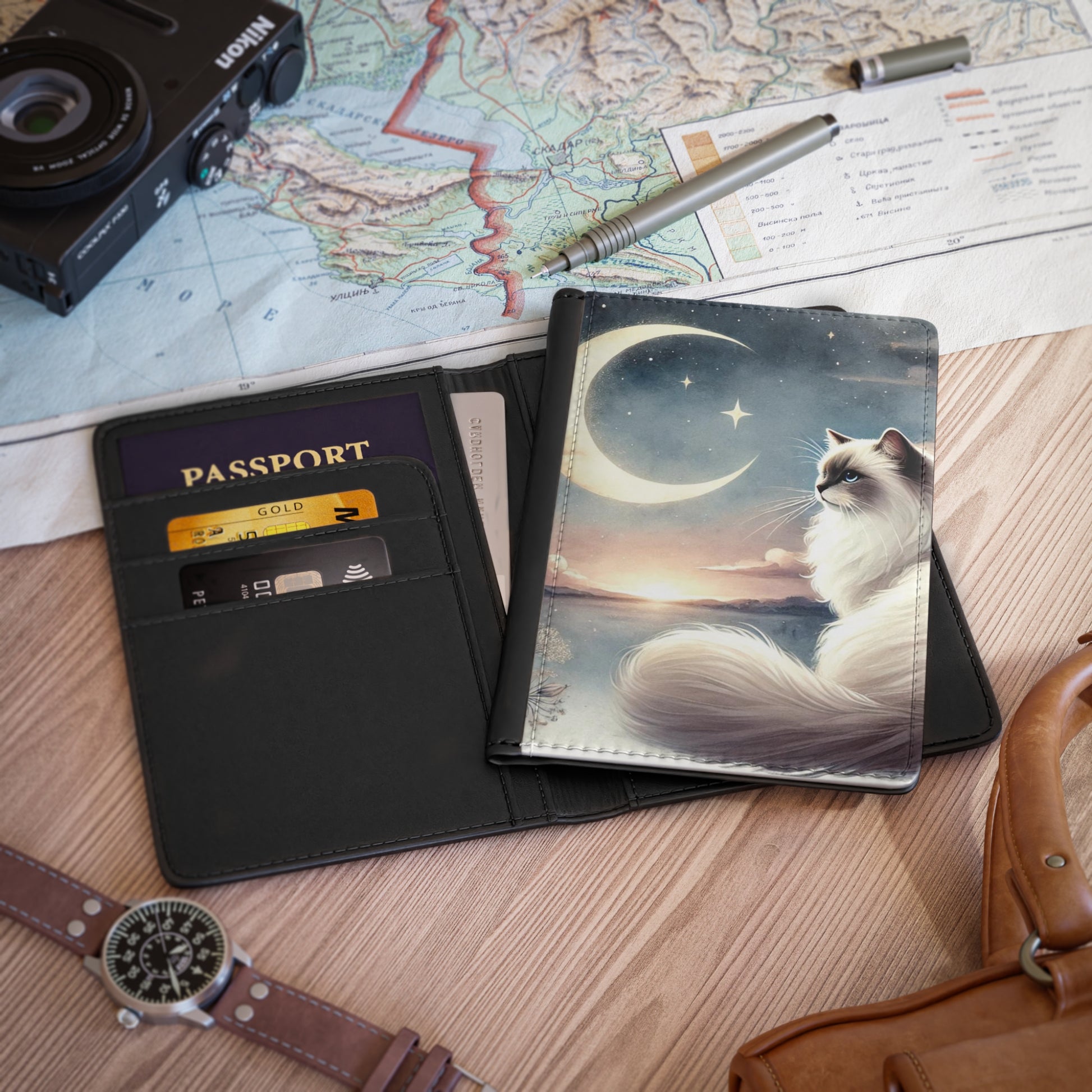 Celestial Moon - Cat Lover Ragdoll - Passport Cover   