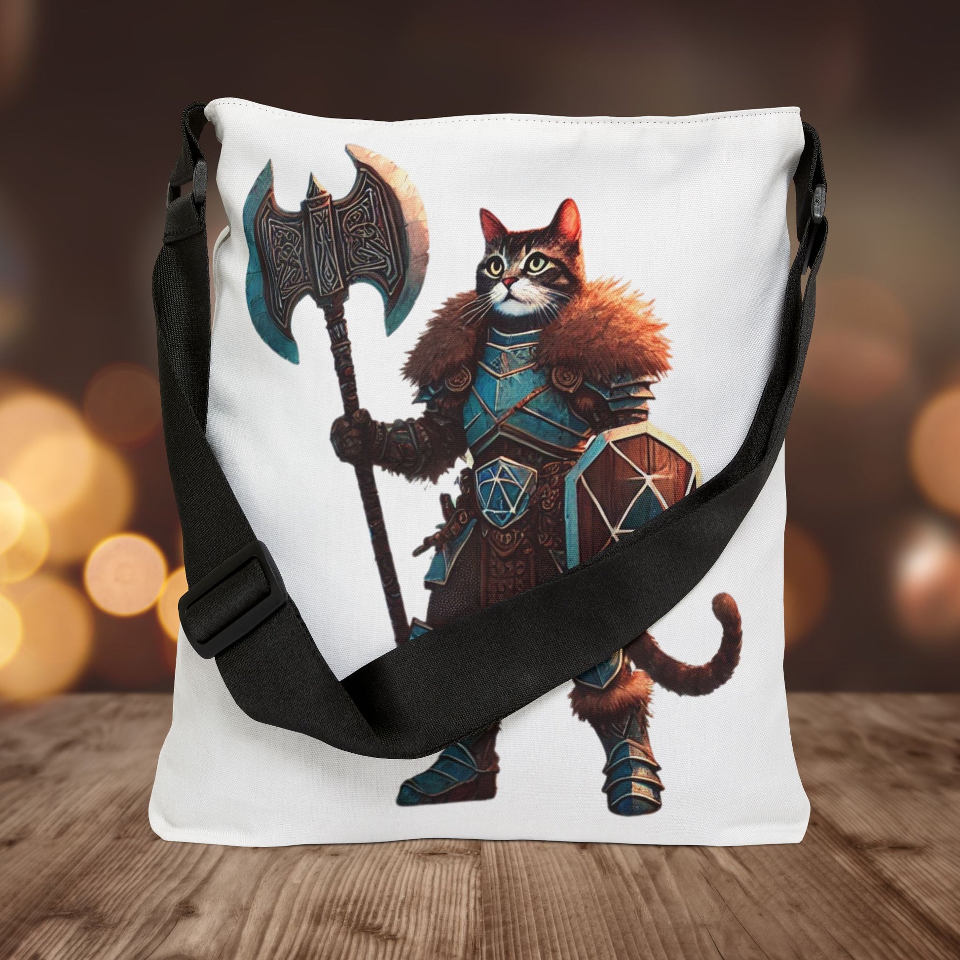 Dungeons and Dragons - Cat Warrior - Adjustable Strap Tote Bag   