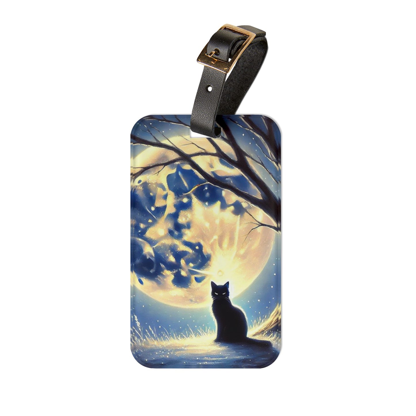 Magic Black Cat - Full Moon - Luggage Tag - Travel Gift   