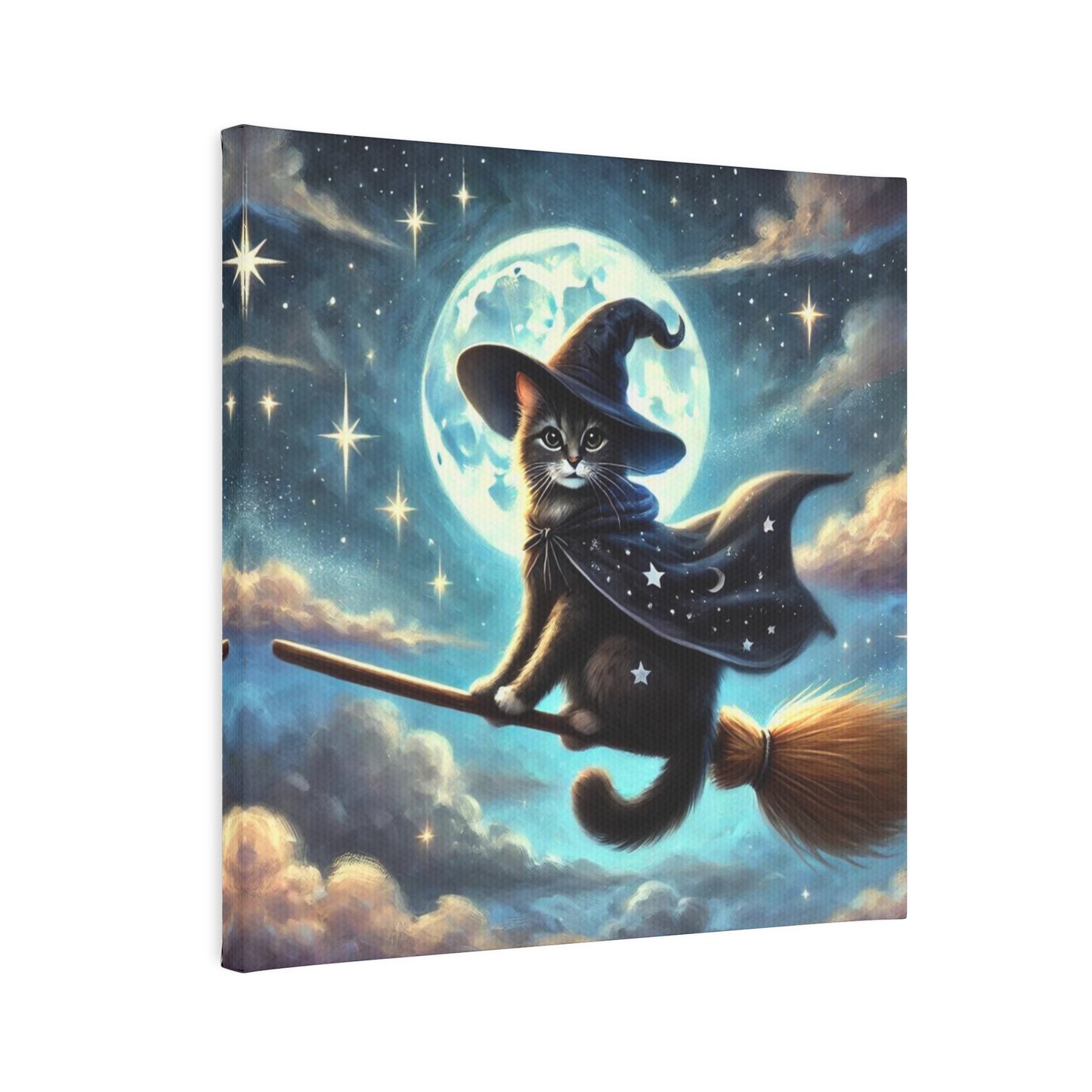 Halloween Flying Cat Witch  - Wall Art Decor 8x8   