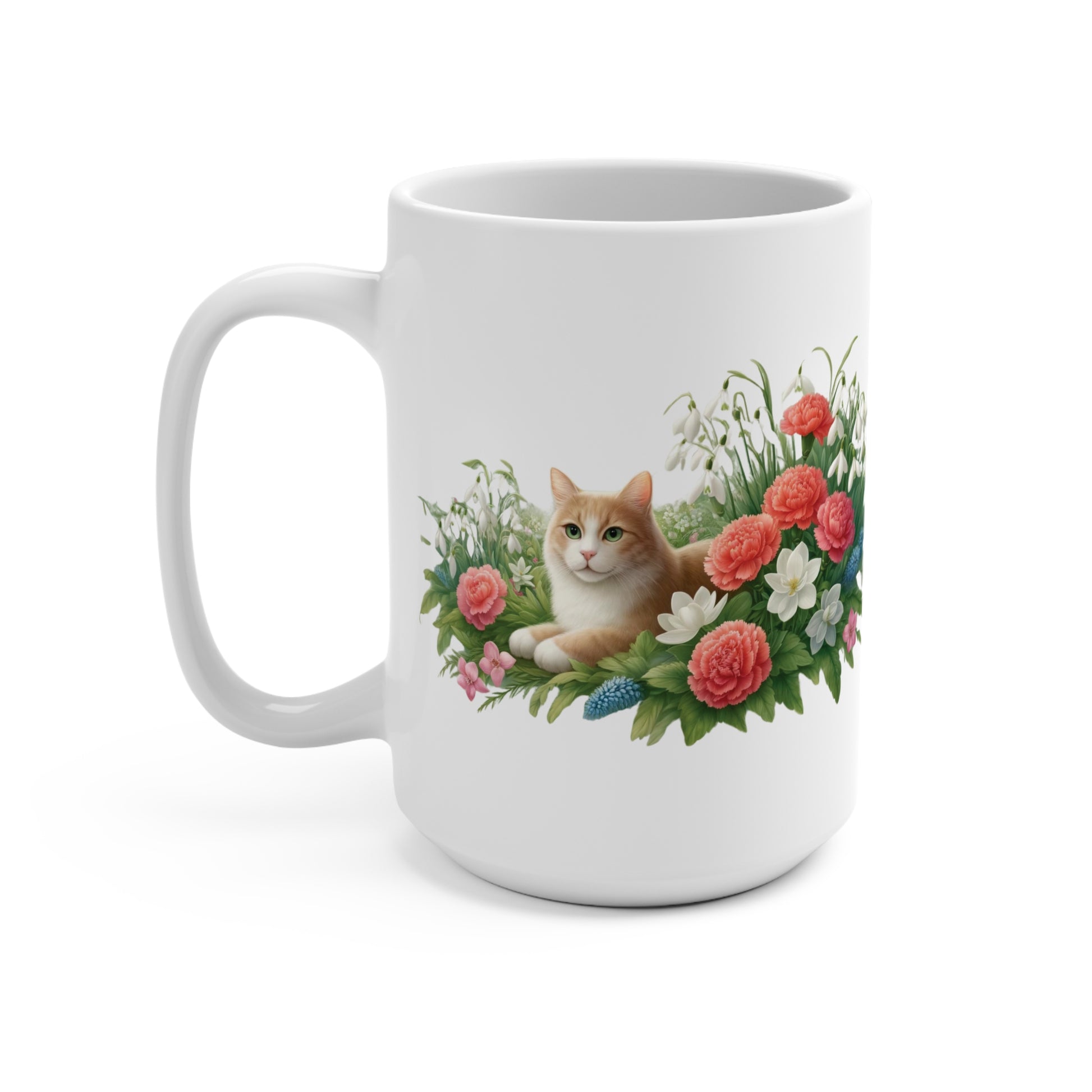 January Birth Flower - Cat Lover - Mug 15oz   