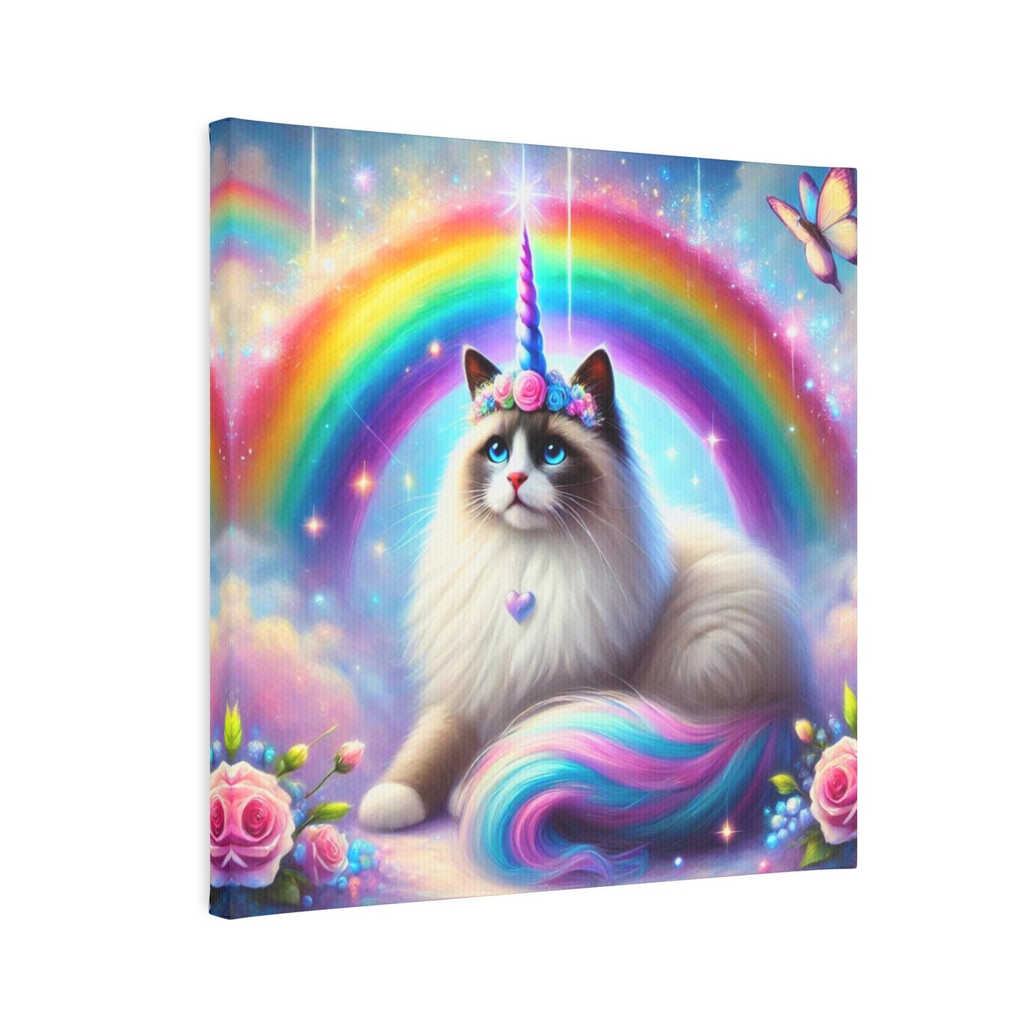 Ragdoll Caticorn - Cat Unicorn Rainbow - Wall Art Decor 8x8   