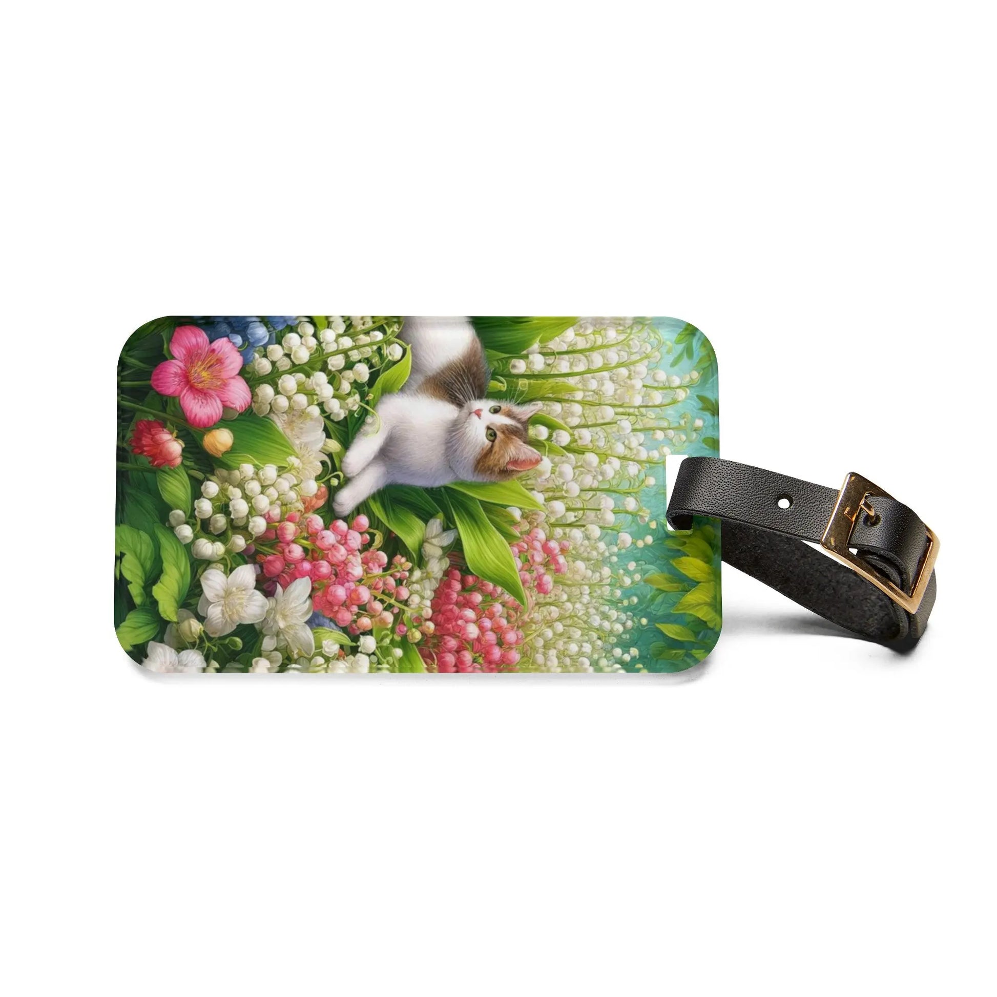 May Birth Flower - Lily of the Valley and Hawthorn - Cat Lover - Luggage Tag - Montecore PawPrints