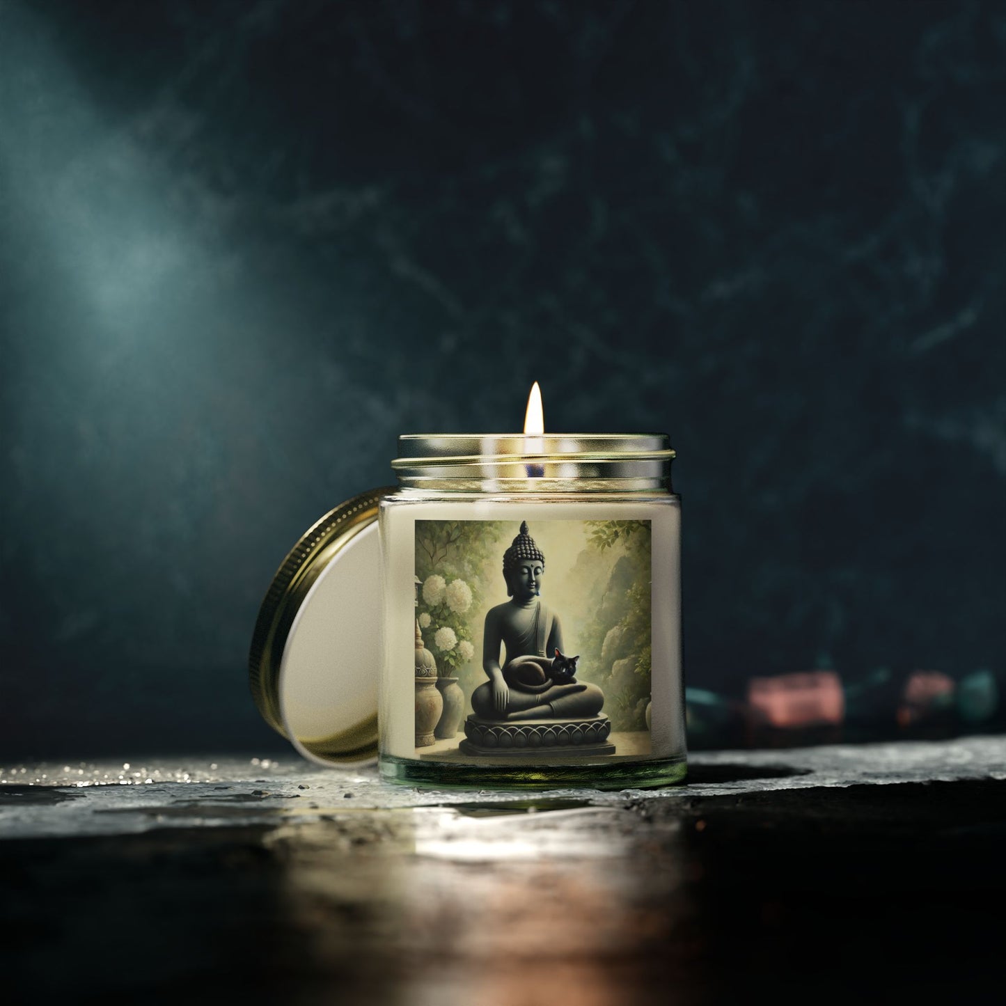 Cat Naps With Buddha - Scented Coconut Apricot Candles 4oz   