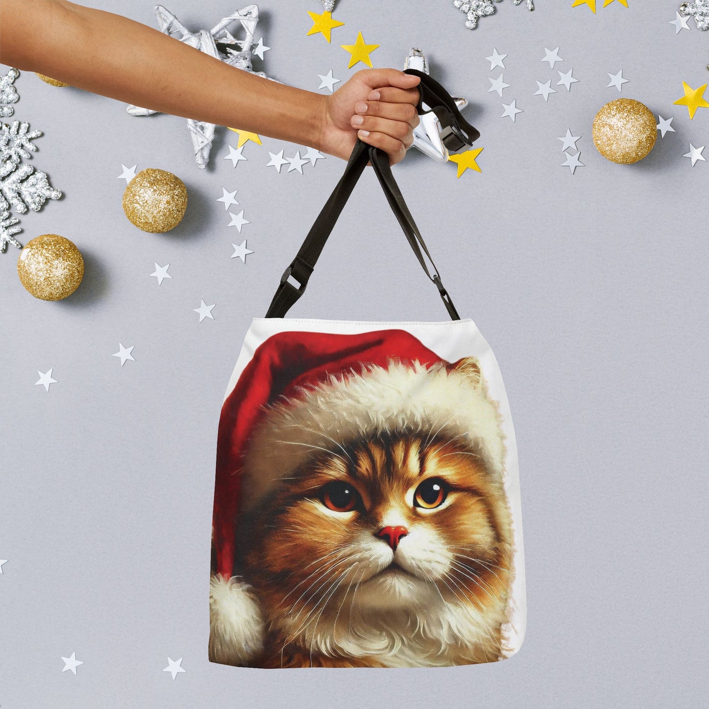 Santa Cat Lover - Adjustable Strap Tote Bag   