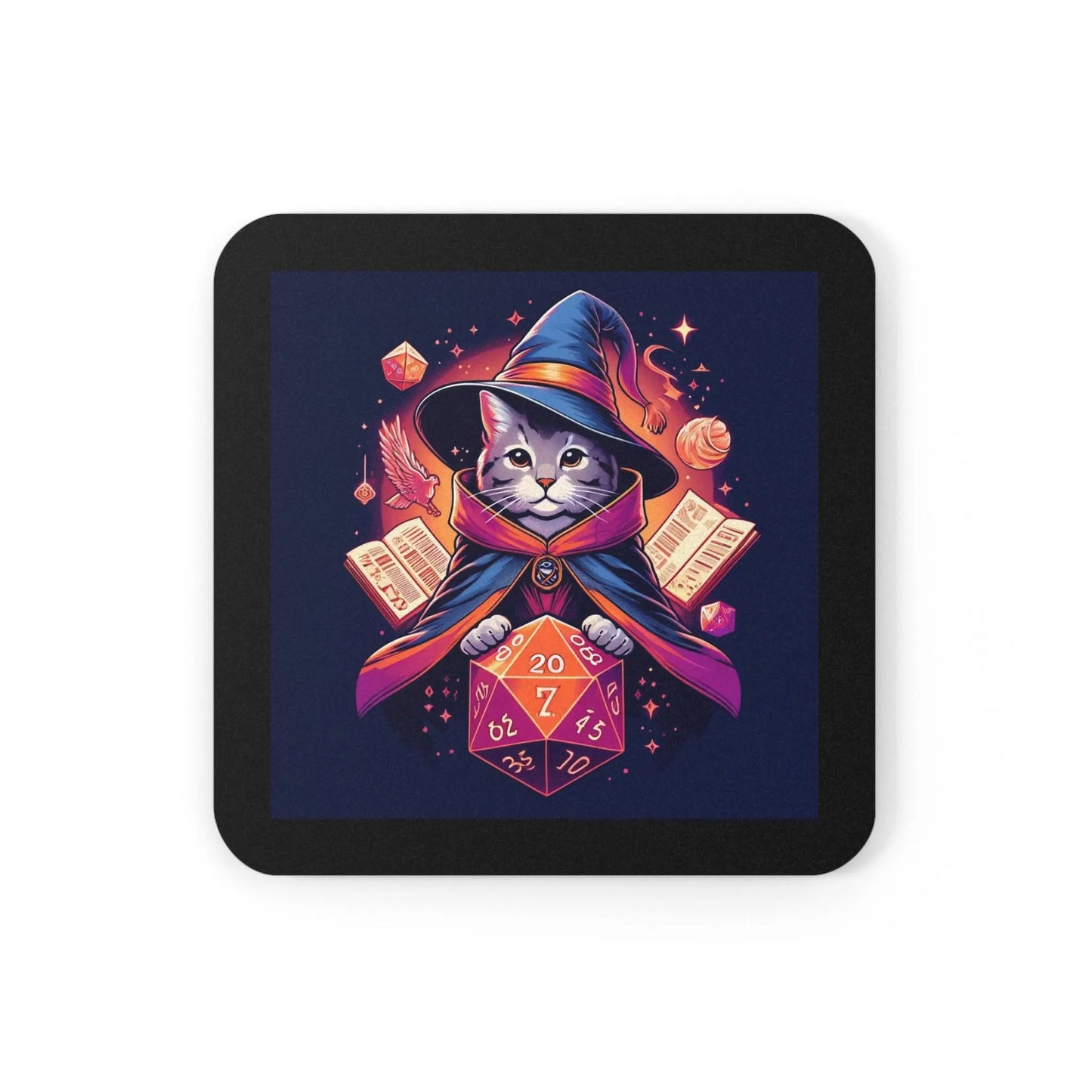 Dungeons and Dragons Cat Sorcerer - Drink Coaster - Montecore PawPrints