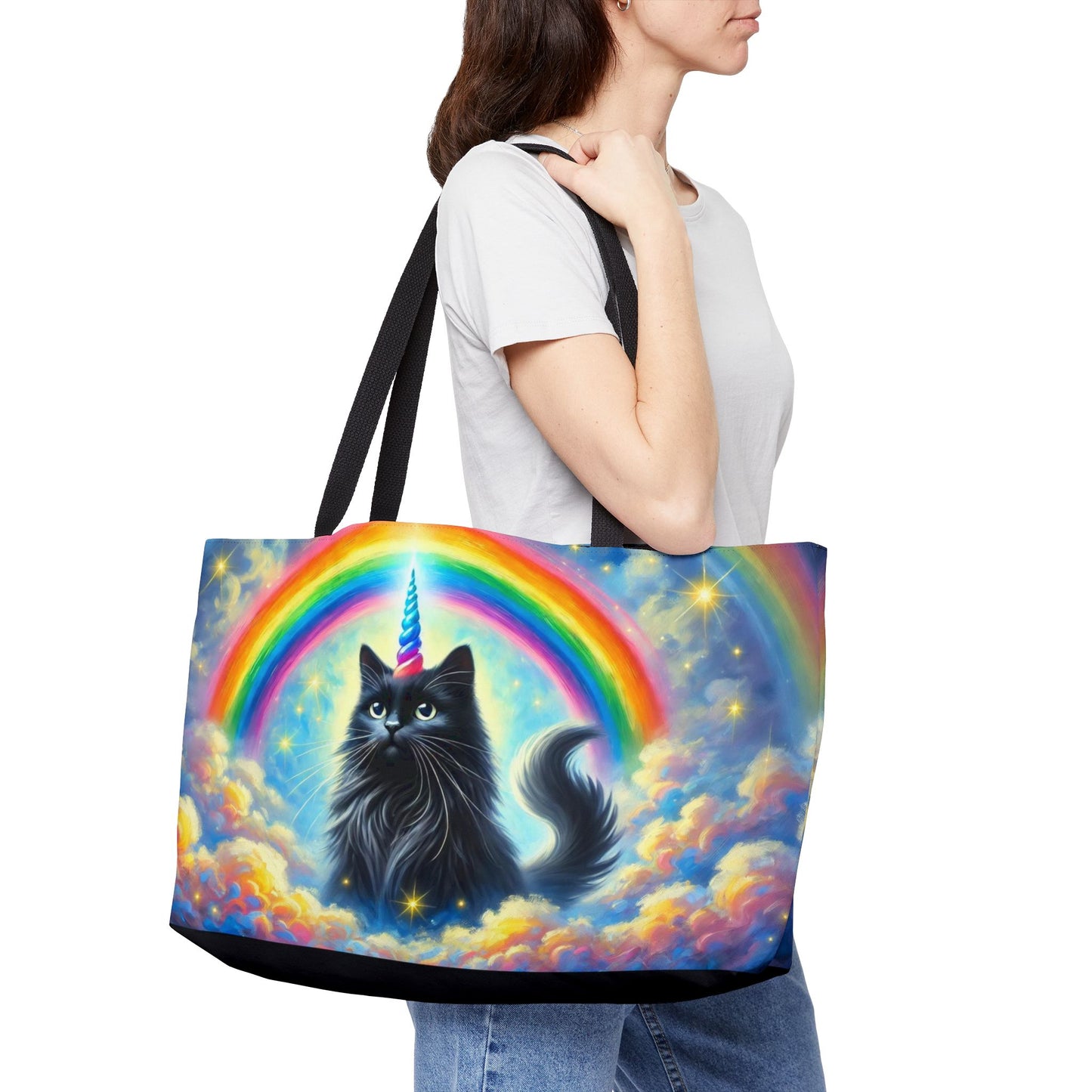 Caticorn in the Clouds - Cat Unicorn Rainbow - Weekender Tote Bag   