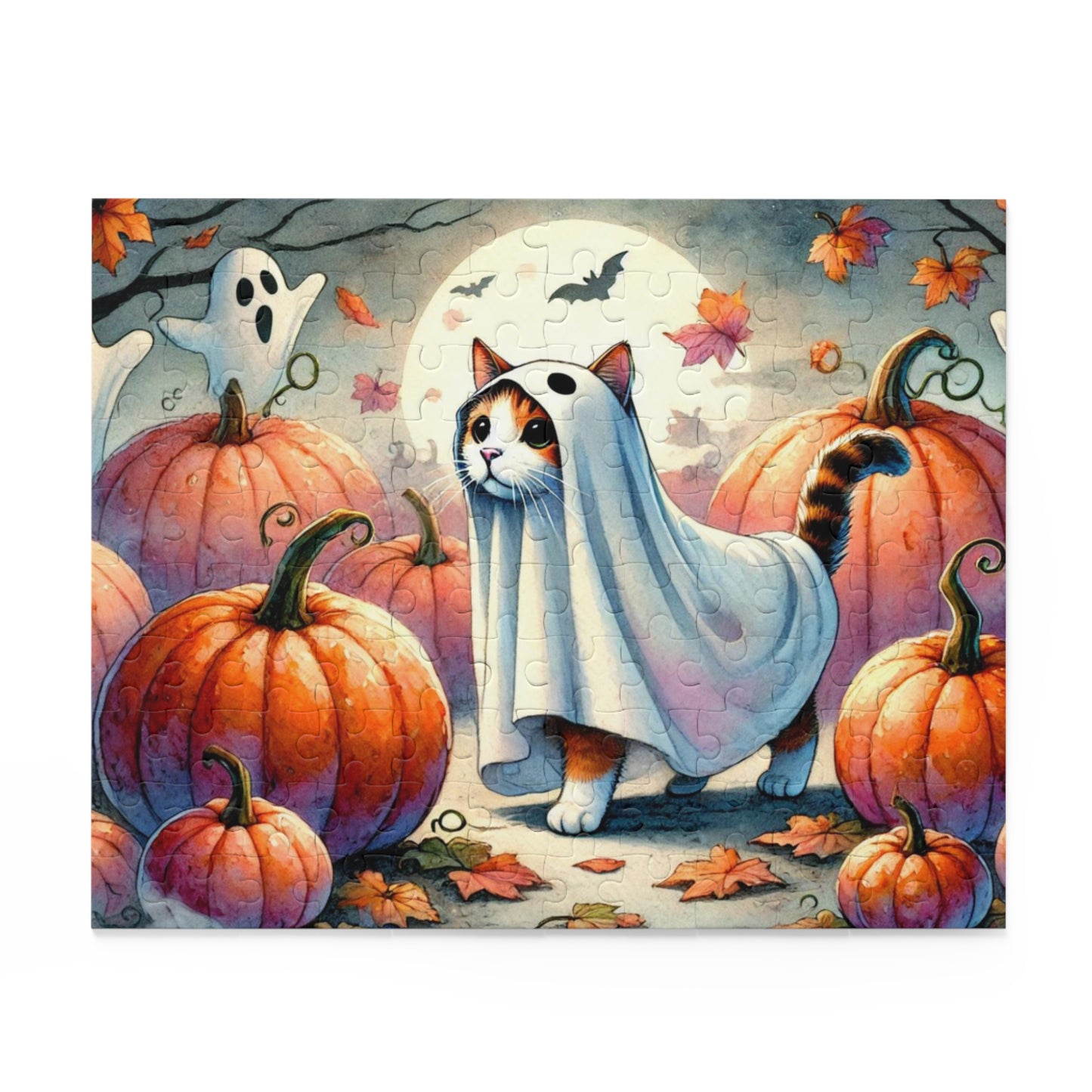 Halloween Ghost Cat - Puzzle - Cat Lover Gift 120, 252, or 500 -piece options   