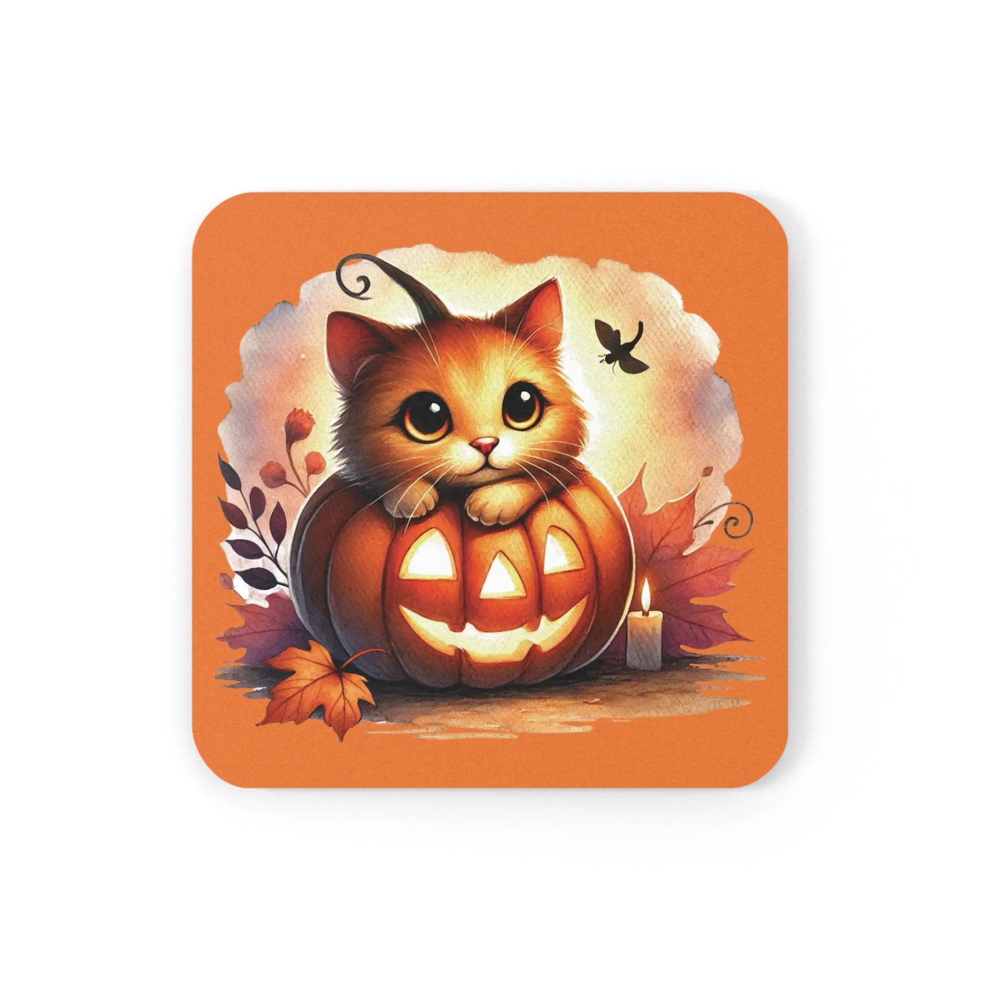 Kitten Jack-O-Lantern - High Gloss Drink Coaster   