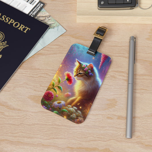 Magic Rose Garden - Cat Lover - Luggage Tag - Travel Gift   