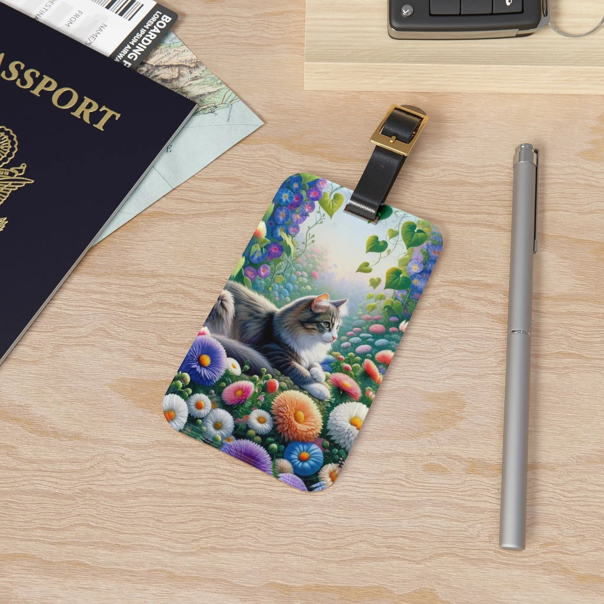 September Birth Flower - Asters and Morning Glories - Luggage Tag - Montecore PawPrints