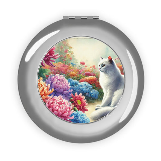 November Birth Flower - Cat Lover - Compact Travel Mirror   