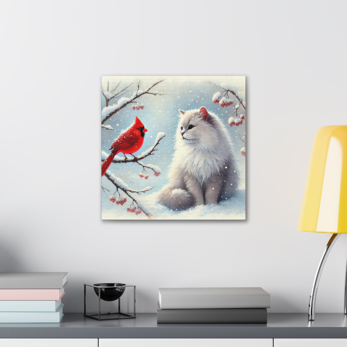 Winter Cardinal - Cat Lover - Holiday Decor - Canvas Gallery Wraps   