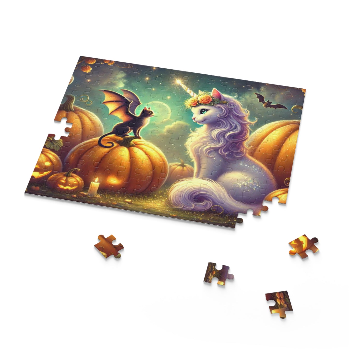 Halloween Caticorn Magic Puzzle - Cat Unicorn Gift 120, 252, or 500 -piece options   