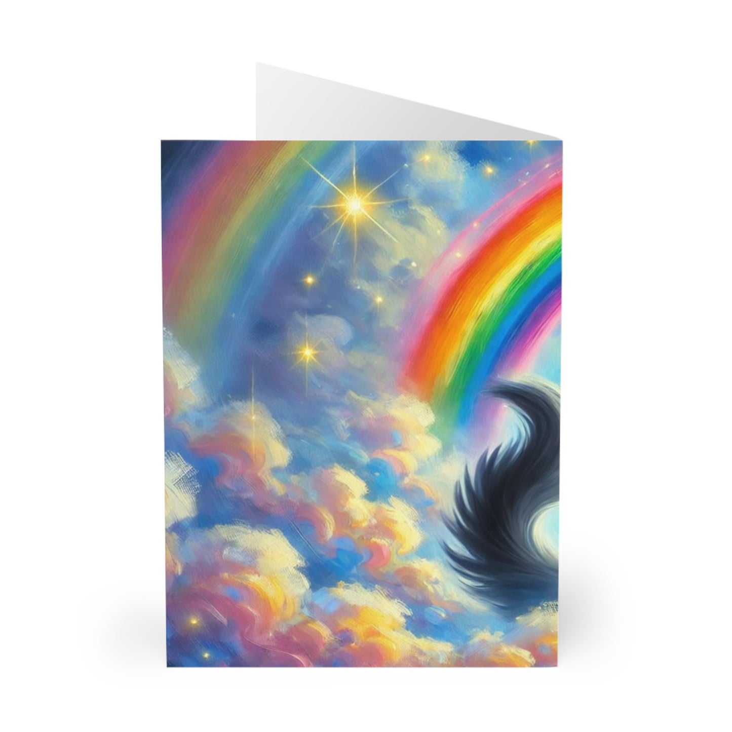 Caticorn in the Clouds - Cat Unicorn Rainbows- Blank Greeting Cards (5 Pack)   