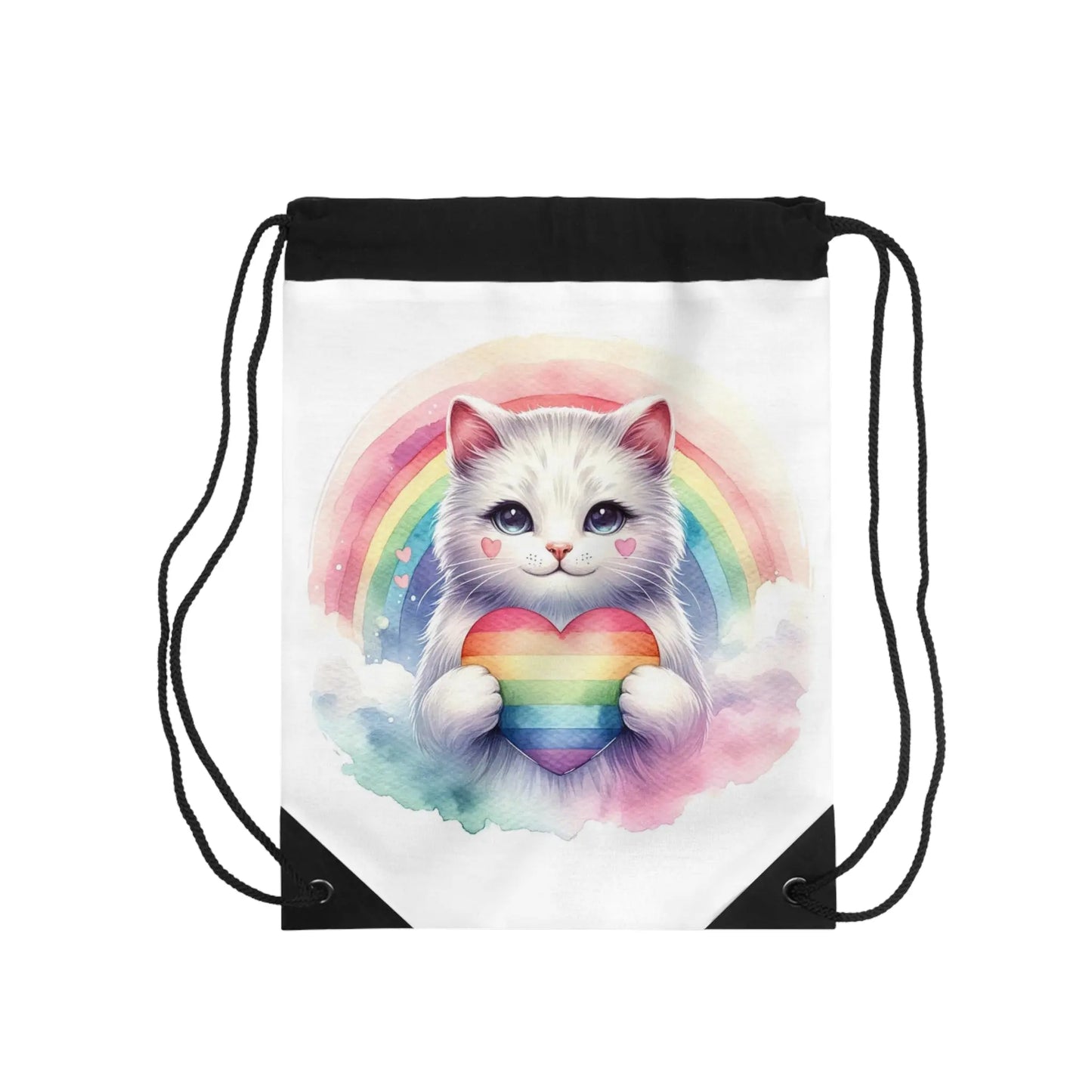 Rainbow Cat - Cat Lover - Drawstring Bag   