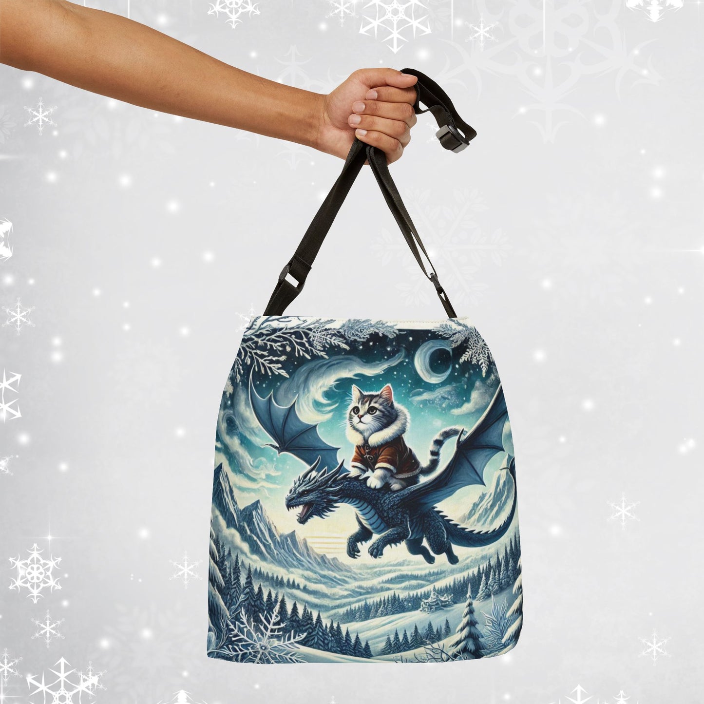 Dragon Adventures- Cat Lover - Book Bag  - Adjustable Strap Tote Bag   