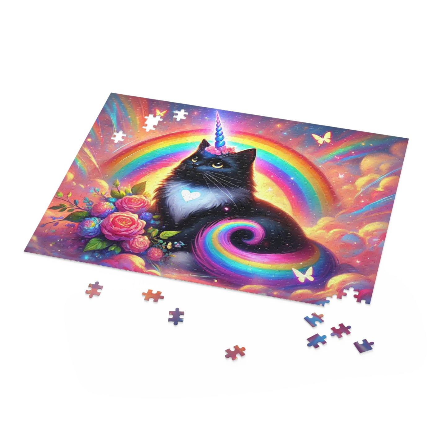 Pink Dreams - Cats Unicorns Rainbows and Butterflies - Cat Lover Gift 120, 252, or 500 -piece options   