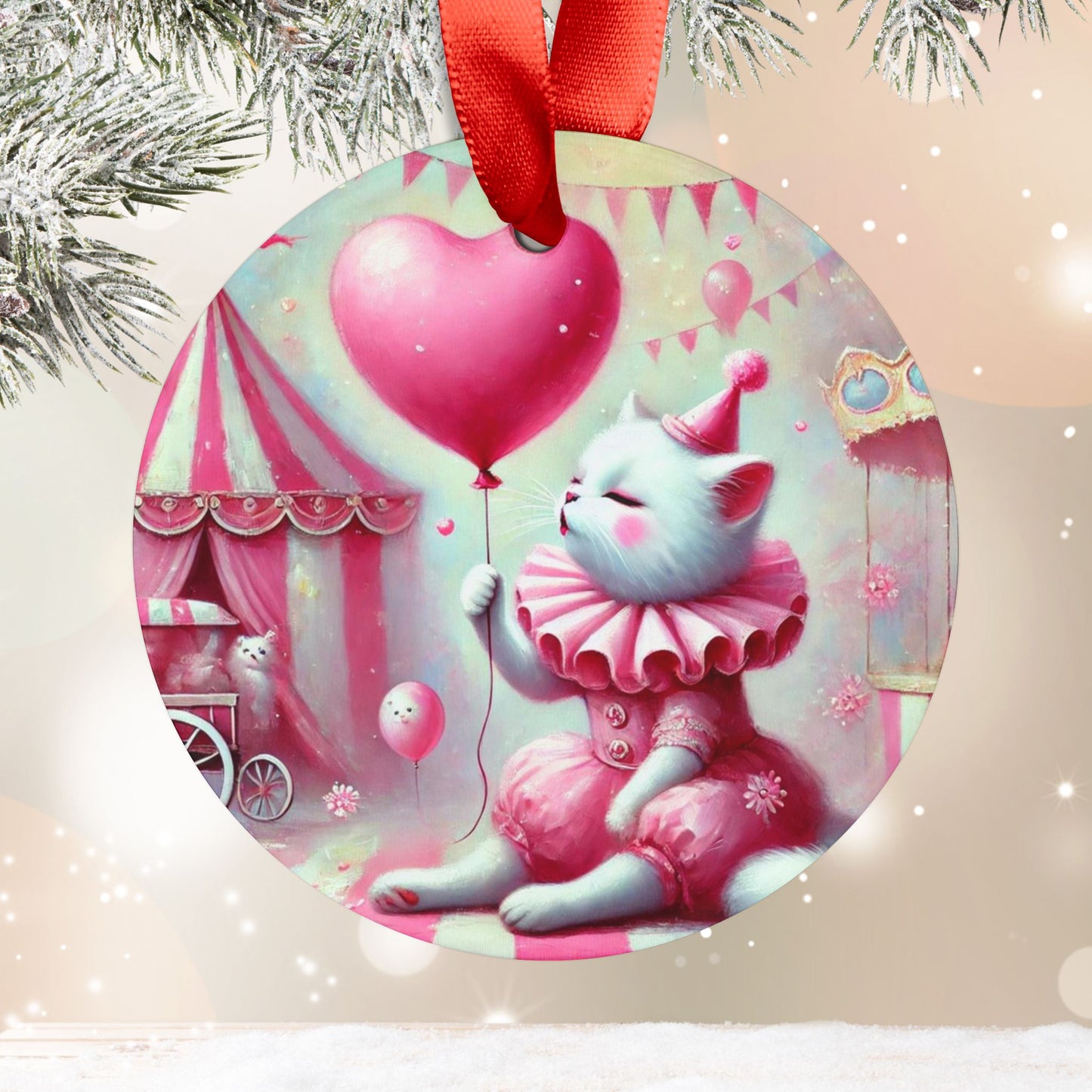 Cat Hugs - Cosmic Acrylic Ornament with Ribbon   