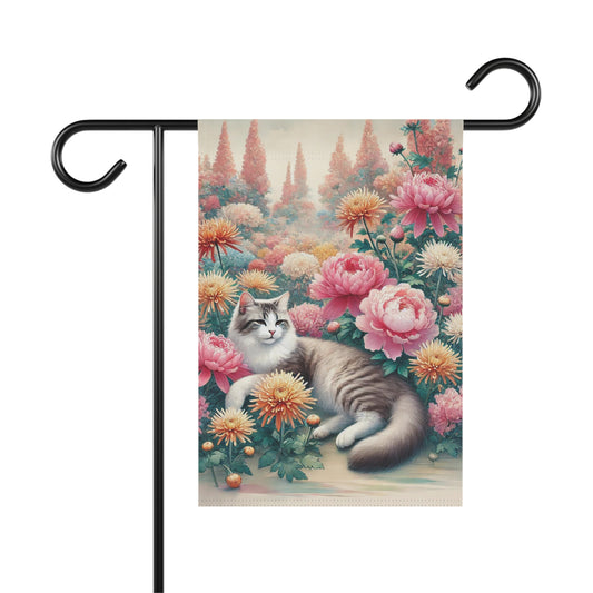 November Birth Flower - Cat Lover - Garden & House Banner Yard Floag   