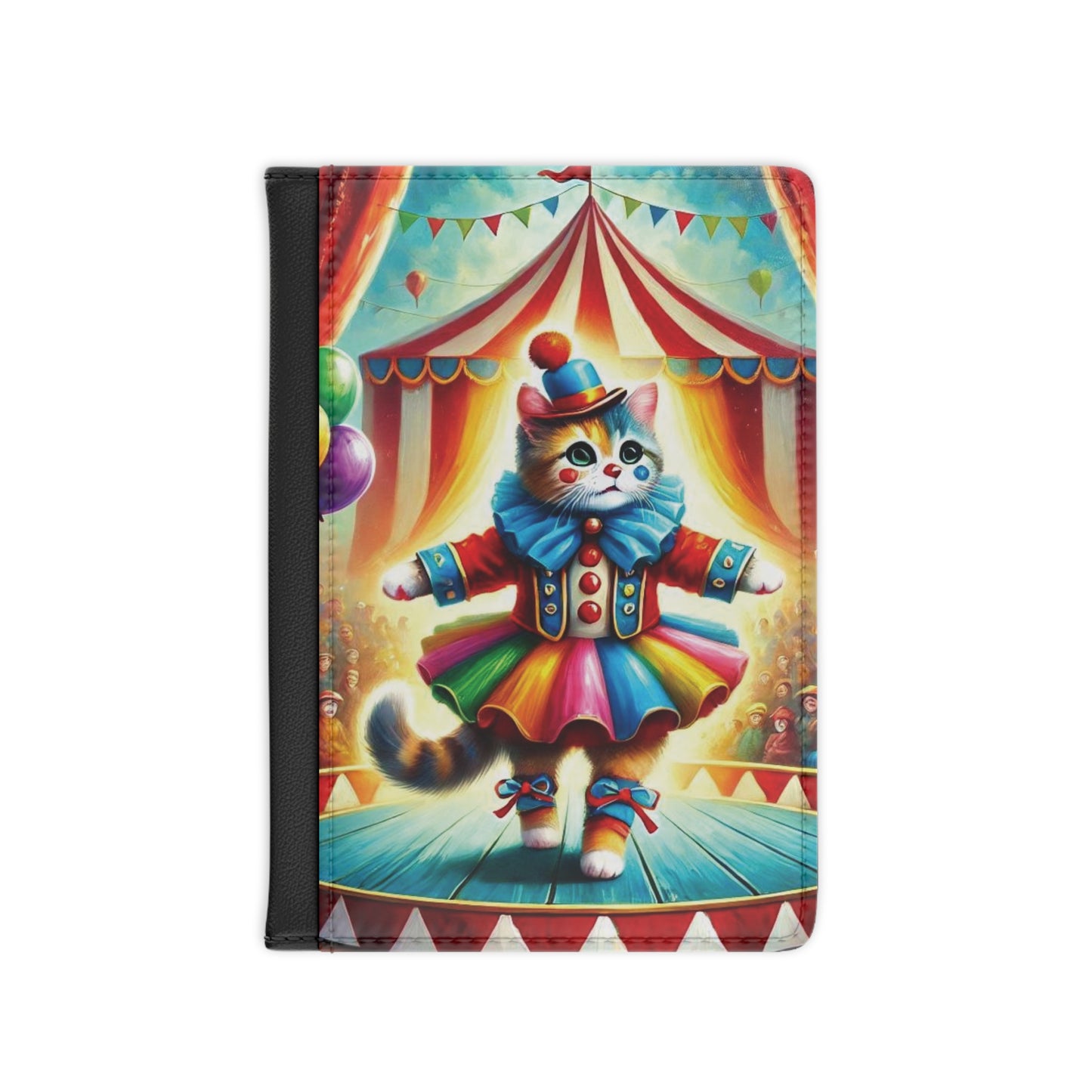 Circus Cat Clown Ballerina - Passport Cover - Travel Wallet   