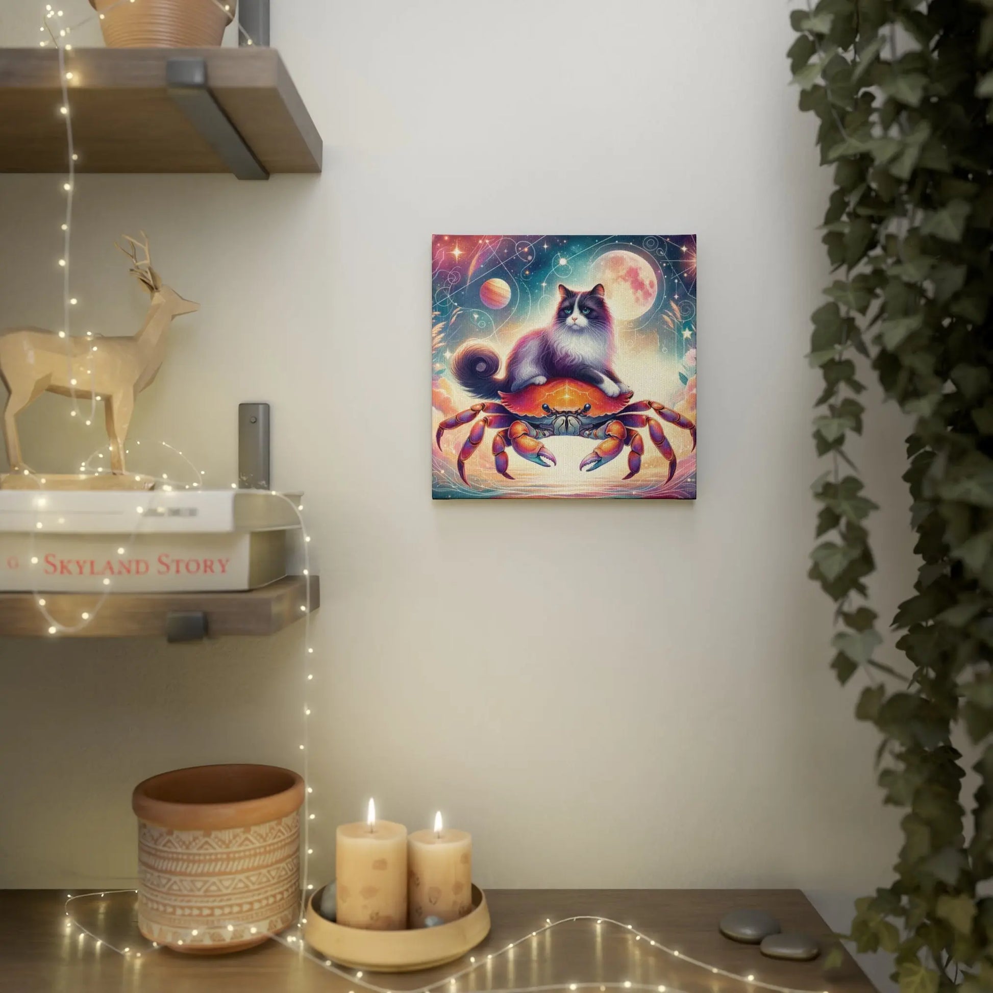 Cancer Crab Zodiac - Cat Lover - Wall Art Decor   