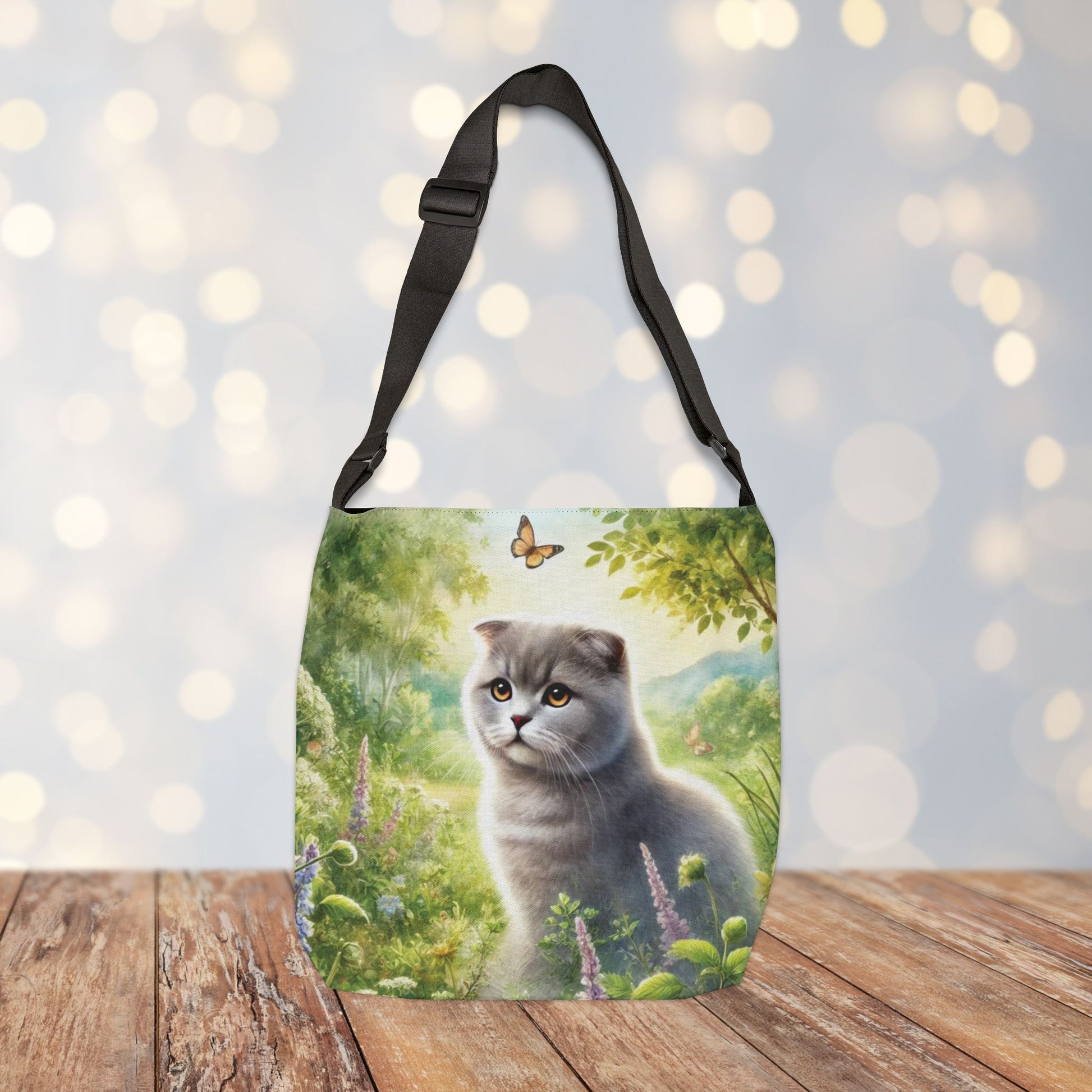 British Fold - Cat Lover - Book Bag  - Adjustable Strap Tote Bag   