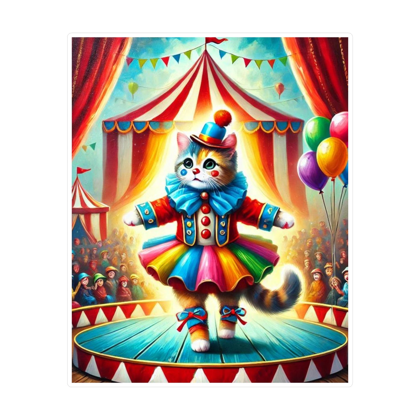 Circus Cat Clown Balerina Kiss-Cut Vinyl Decals   