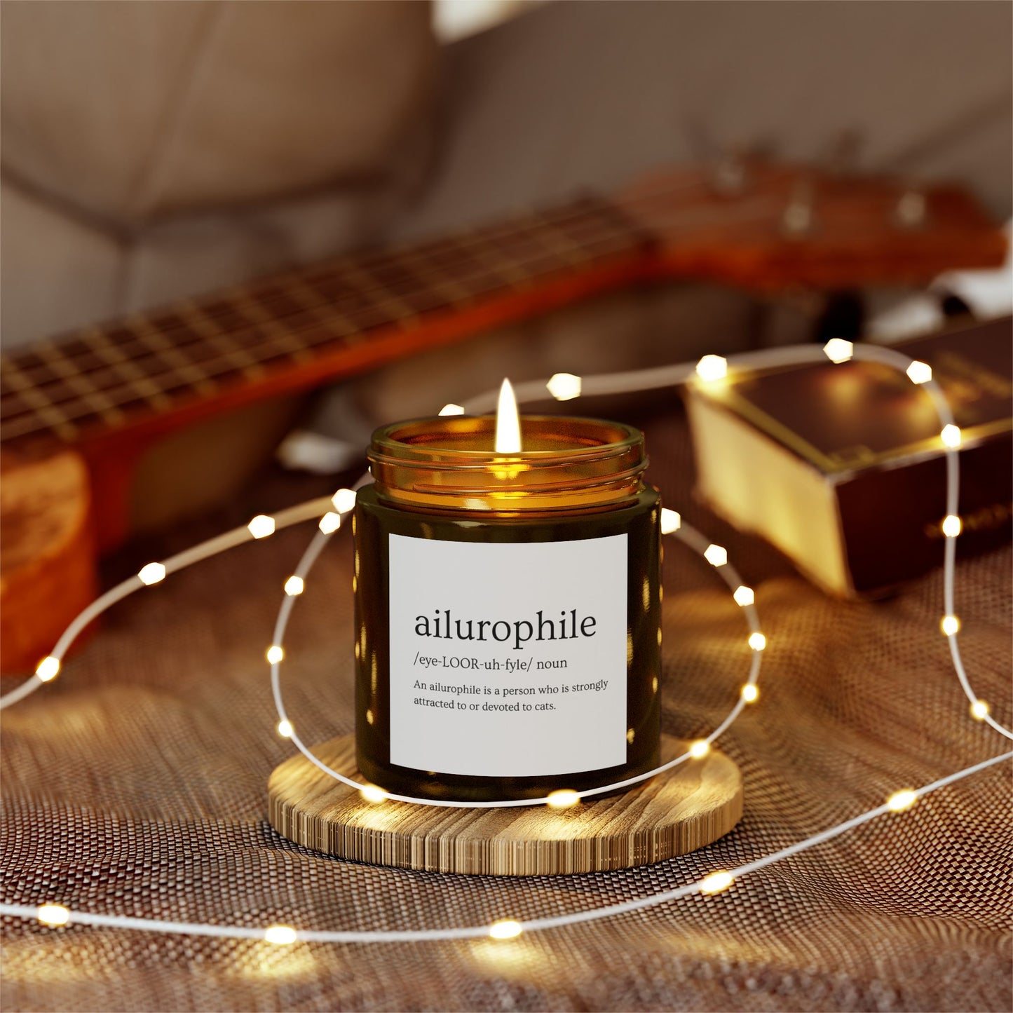 Ailurophile - Lover of Cats - Scented Coconut Apricot Candles (4oz, 9oz)   