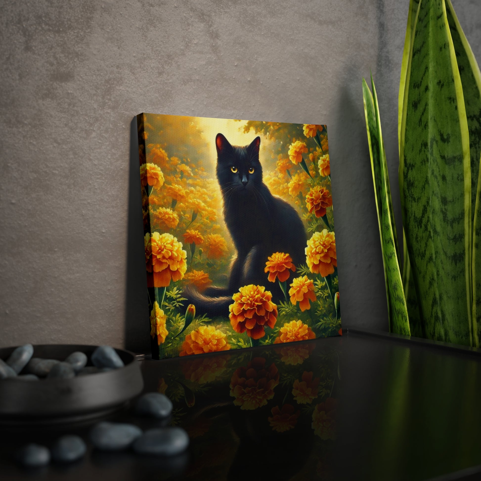 October Birth Flower - Marigold - Cat Lover - Wall Art Decor   