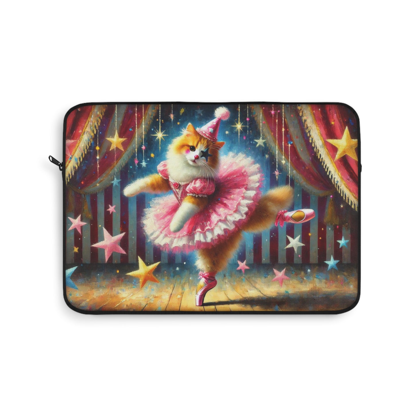 Circus Pink Star Cat Clown - Laptop Sleeve   