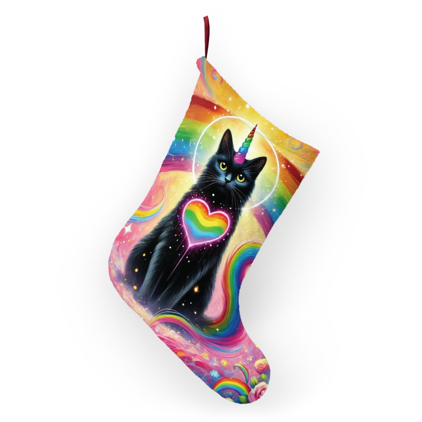 Caticorn Rainbow Heart - Cat Unicorn - Christmas Stockings   