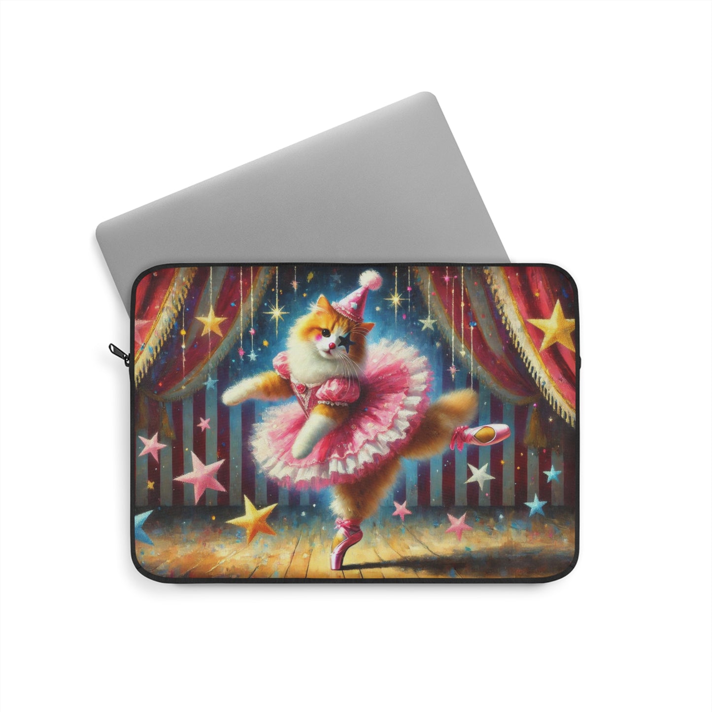 Circus Pink Star Cat Clown - Laptop Sleeve   