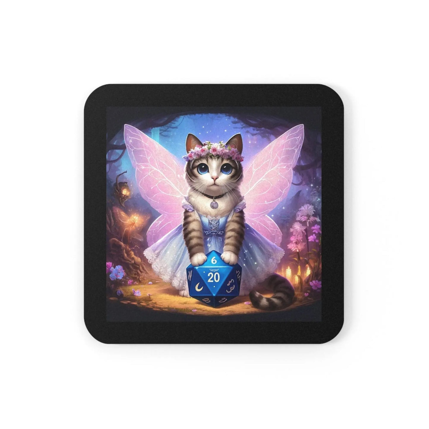 Dungeons and Dragons Cat Fairy - Drink Coaster - Montecore PawPrints