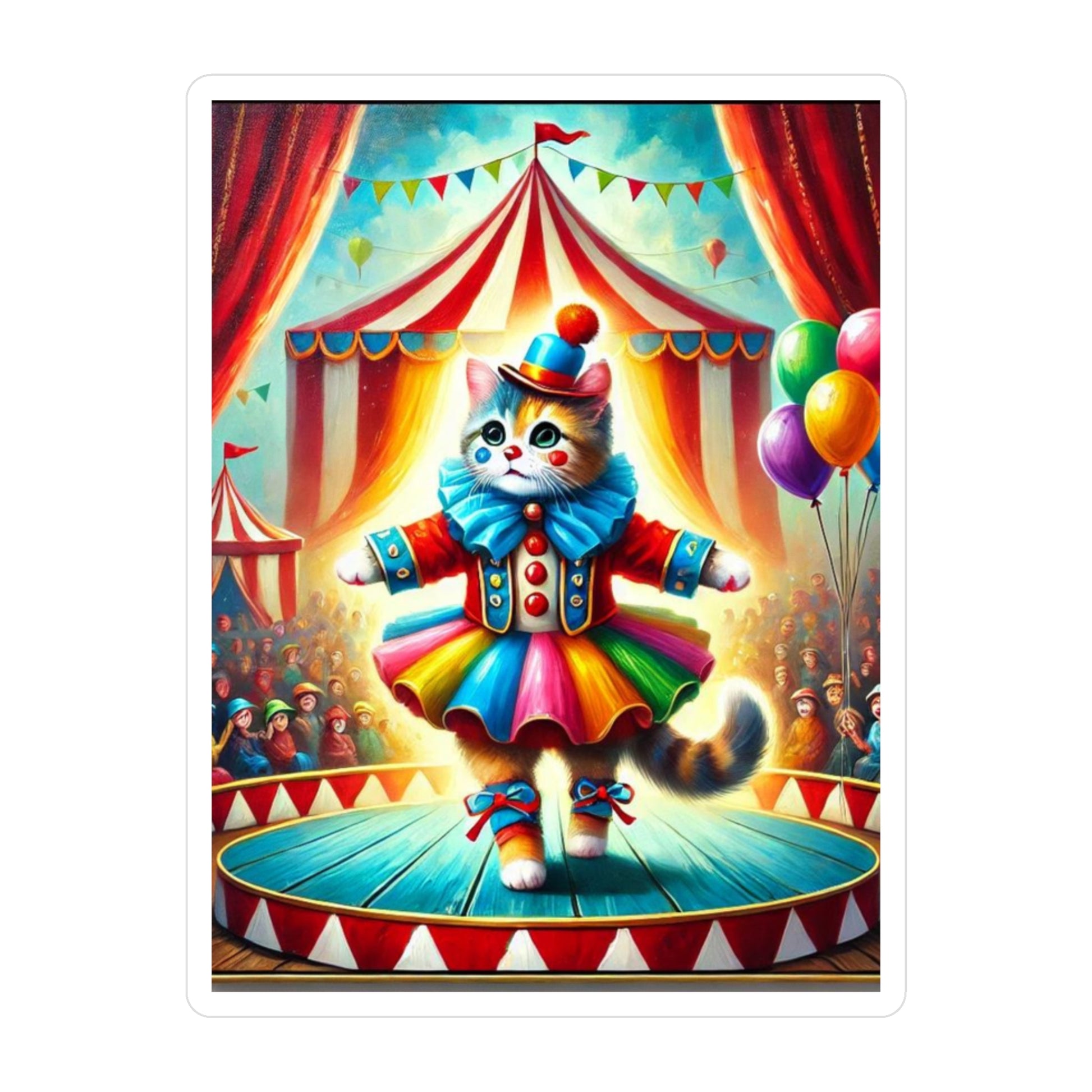 Circus Cat Clown Balerina Kiss-Cut Vinyl Decals   