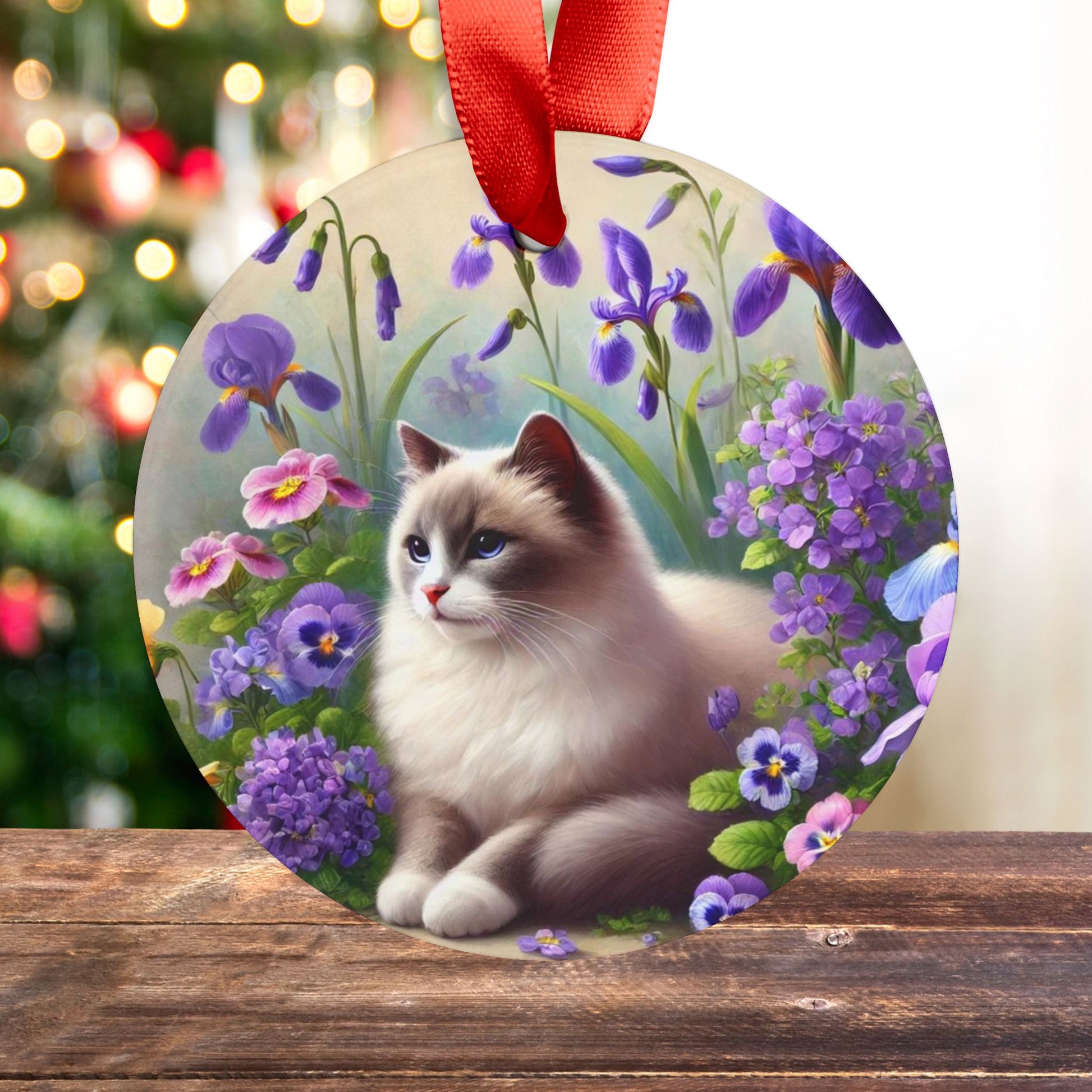 February Birth Flower - Cat Lover - Ornament   