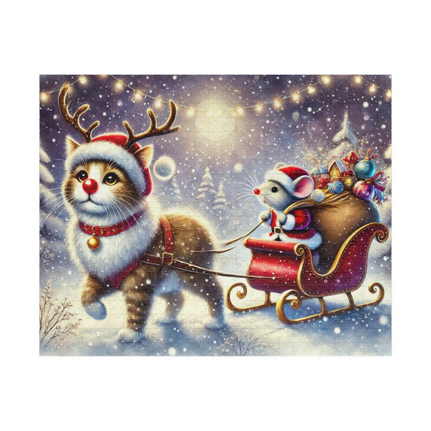 Mouse Santa - Cat Reindeer - Christmas Puzzle (110, 252, 520 -piece)   