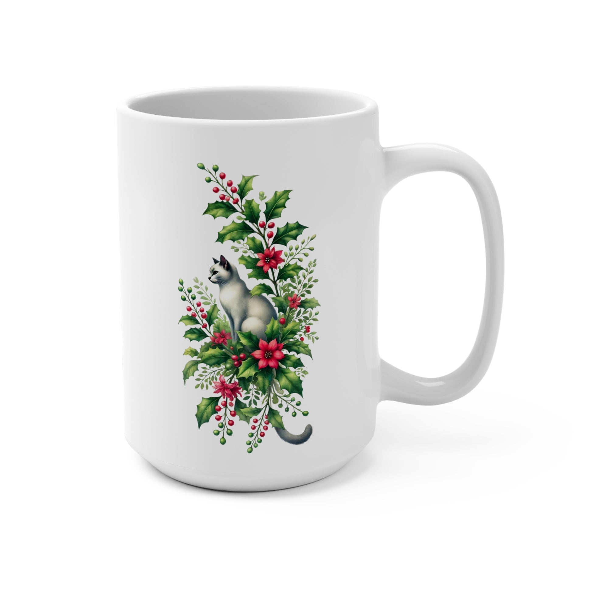 December Birth Flower - Cat Lover - Mug 15oz   