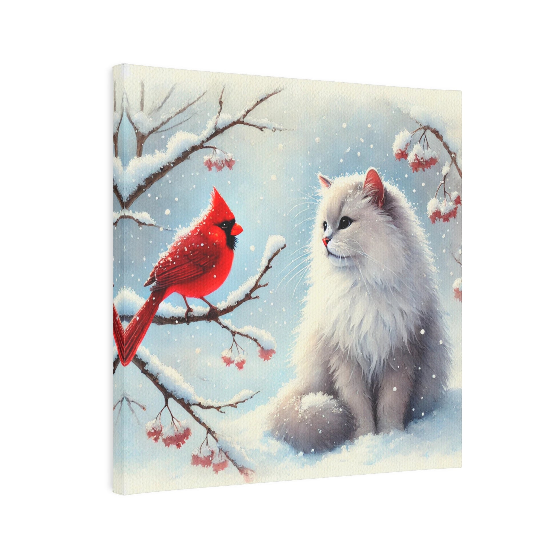 Cardinal Winter Conversations - Cat Lover - Wall Art 8x8   