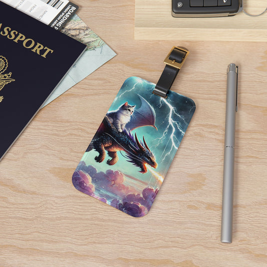 Fantasy Cat Dragon Rider - Luggage Tag - Travel Gift   