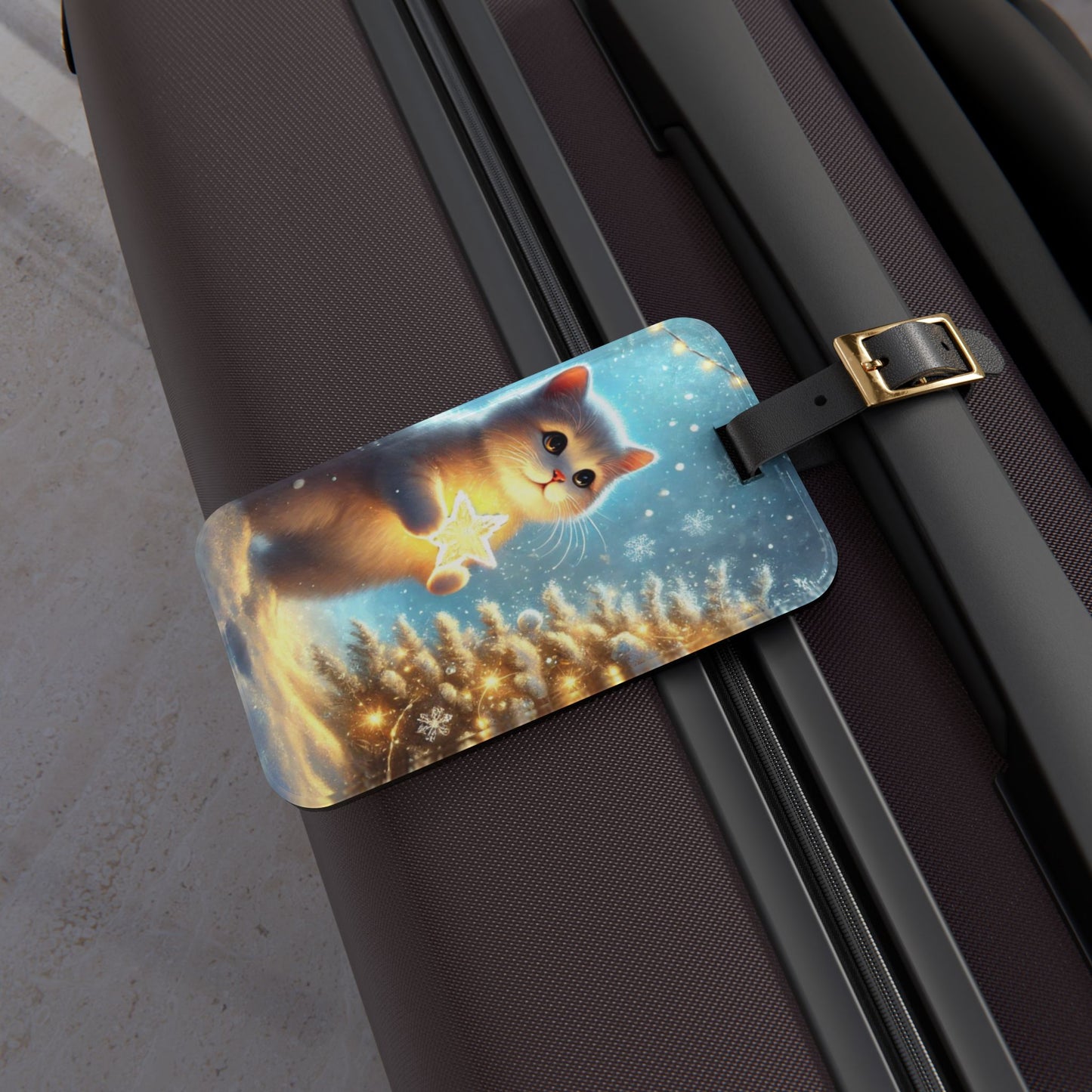 Winter Magic - Cat Lover - Luggage Tag - Travel Gift   