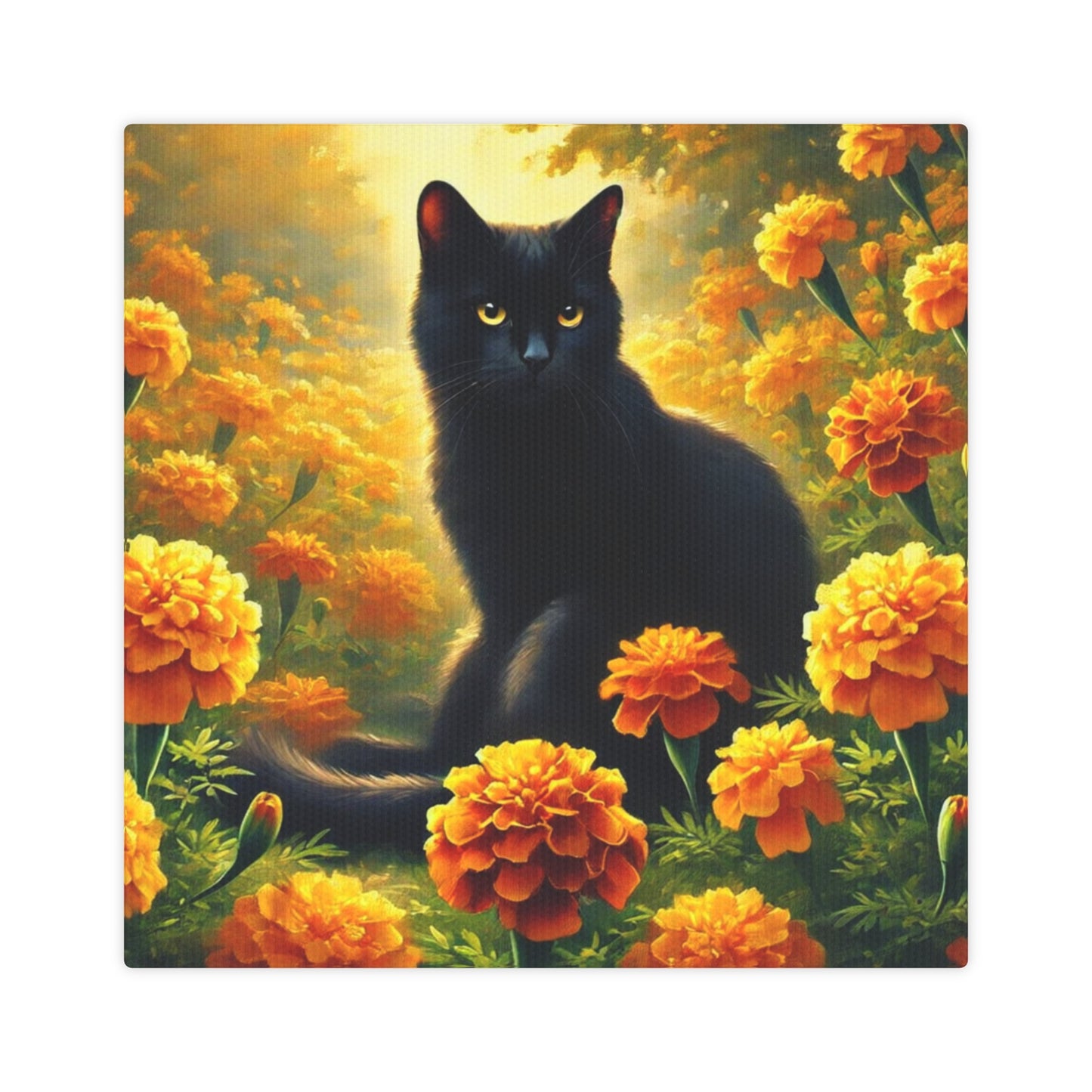 October Birth Flower - Marigold - Cat Lover - Wall Art Decor   