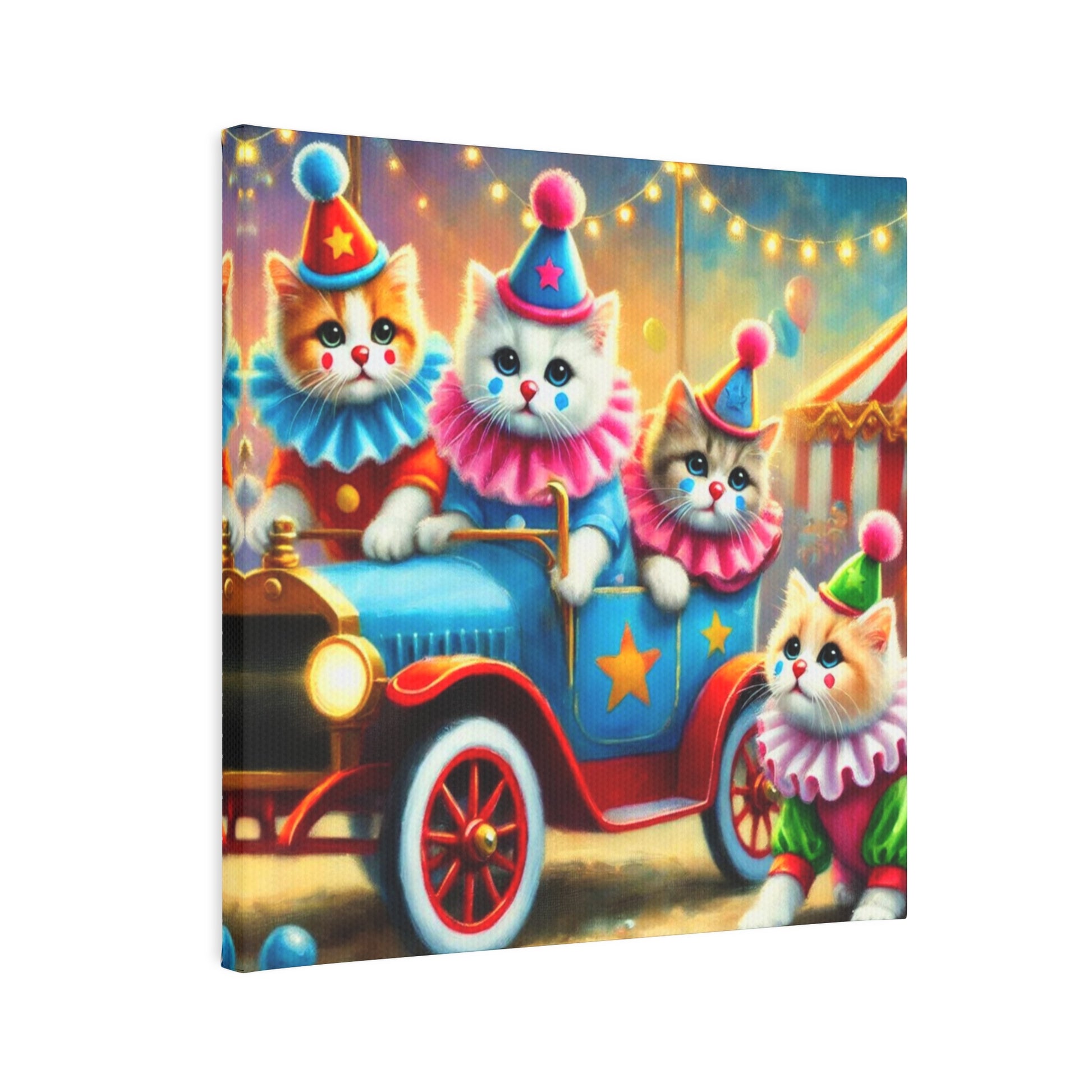 Cat Circus Clown Car - Wall Art Decor 8x8   