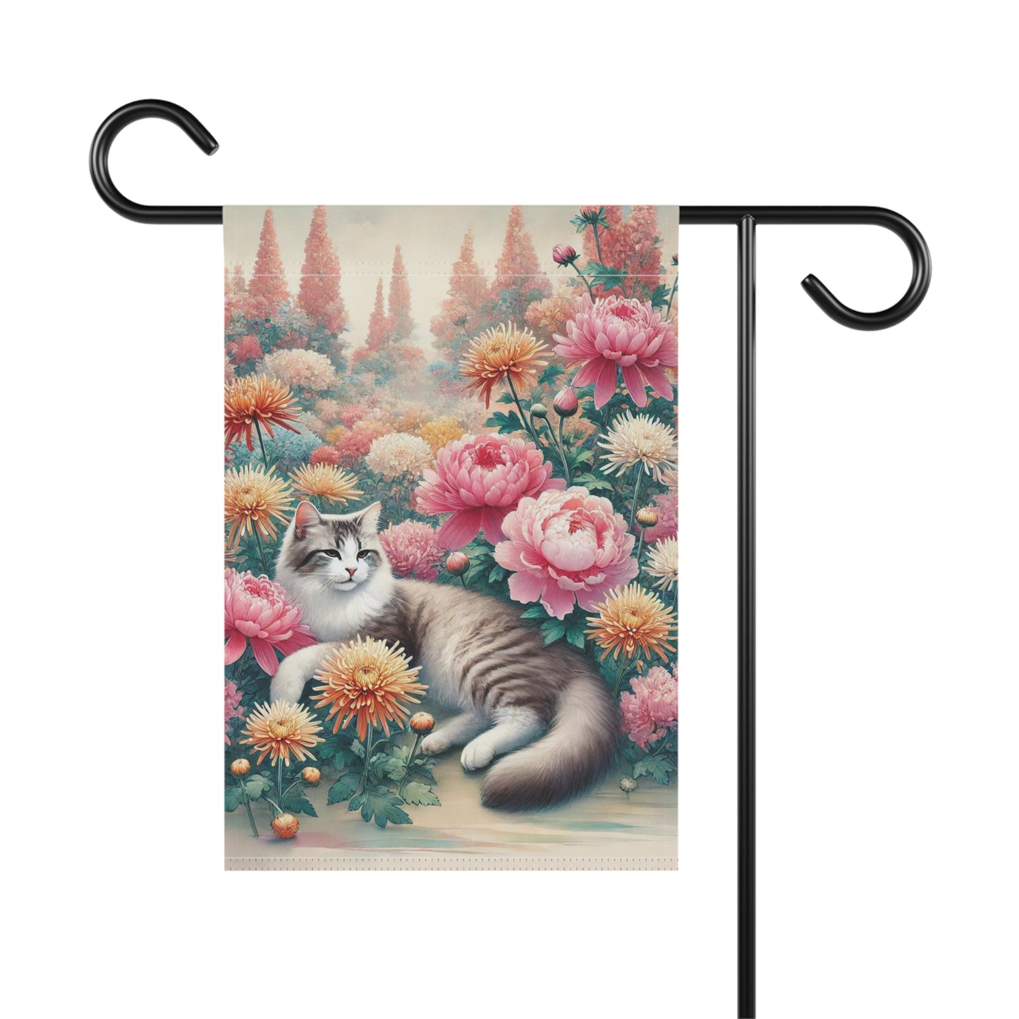 November Birth Flower - Cat Lover - Garden & House Banner Yard Floag   